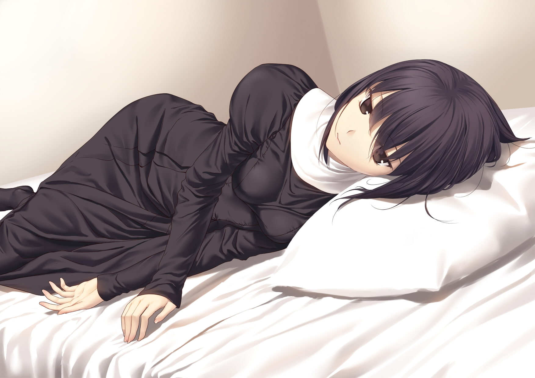 mahou tsukai no yoru, young women, lifestyles, bed, blanket, Anime, relaxation, home interior, kuonji alice, bedroom, duvet, hairstyle, lying down, furniture, HD Wallpaper