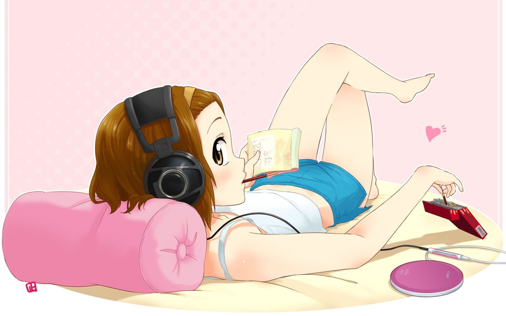anime, anime girls, headphones, 720P, Tainaka Ritsu, K-ON!, HD Wallpaper