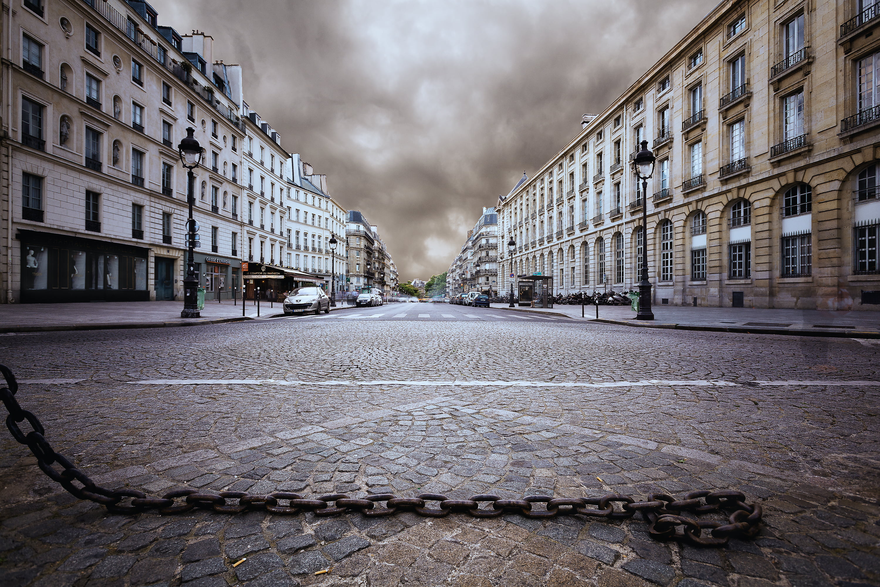 2K, establishment, cloudy, urban Scene, street, paris, city, white, photo, architecture, Marion, europe, Panthéon, sky, Paris  France, HD Wallpaper