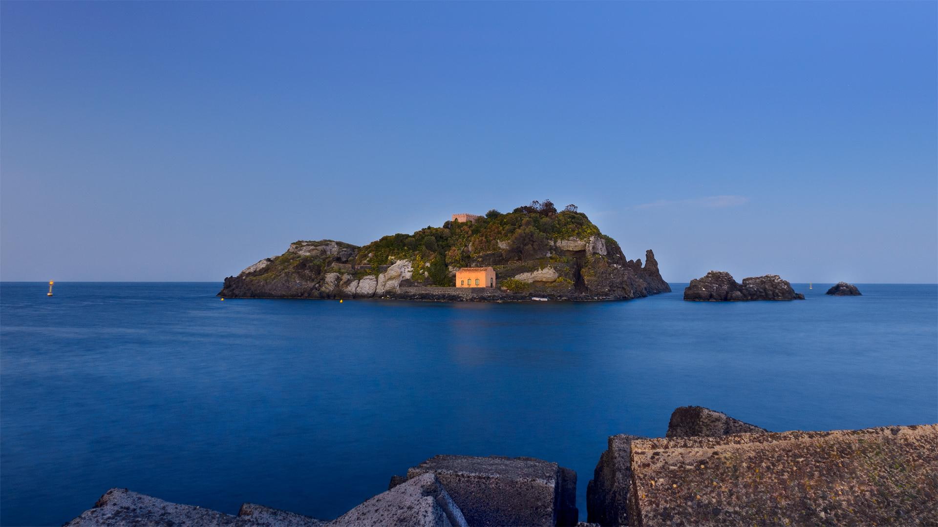 trezza, houses, island, aci, nature and landscapes, rocks, sicily, 1080P, isl, HD Wallpaper