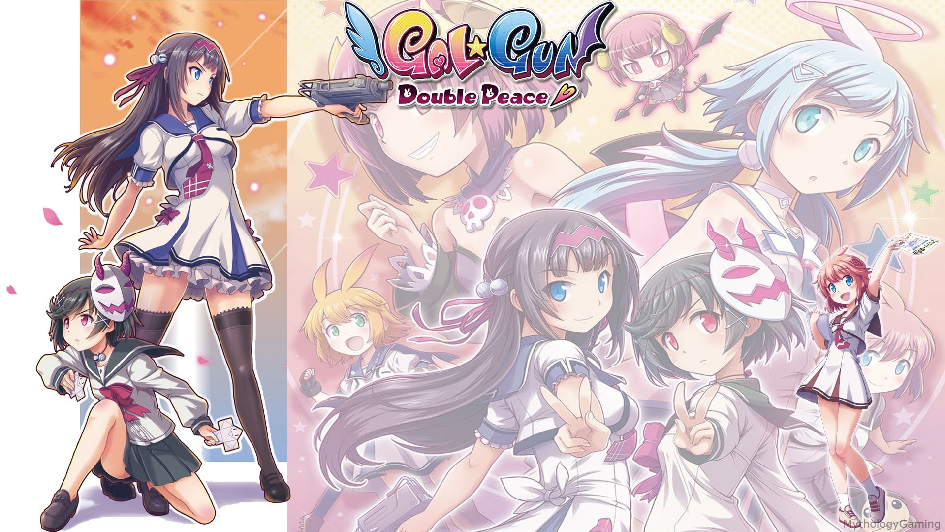Gal*Gun: Double Peace, fashion, beautiful woman, representation, anime girls, standing, long hair, creativity, adult, portrait, art and craft, women, thigh-highs, HD Wallpaper