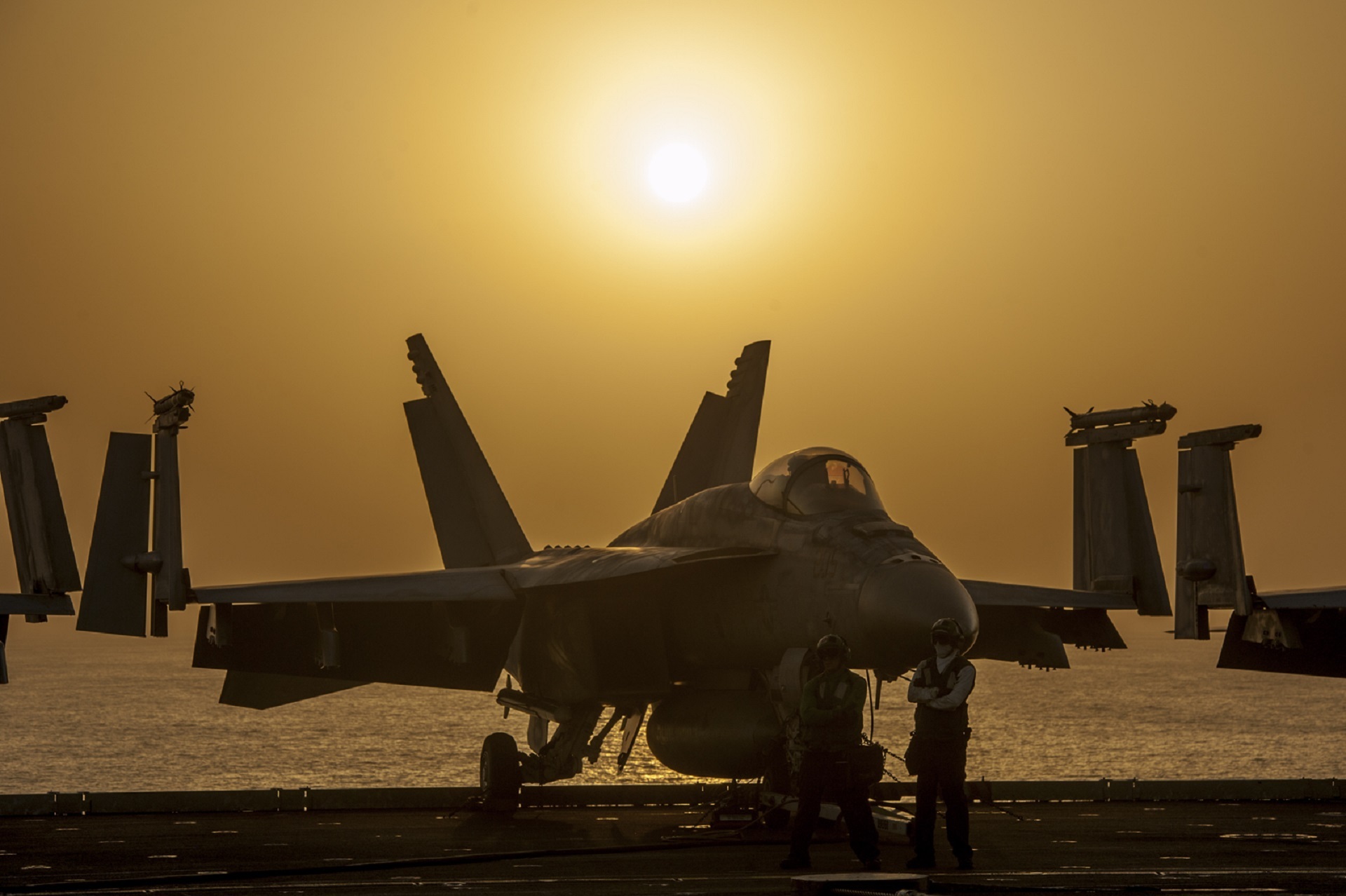carrier, fighter, f-18, aircraft, sunset, government, sunlight, water, airport runway, outdoors, clear sky, army, aerospace industry, evening, airplane, HD Wallpaper
