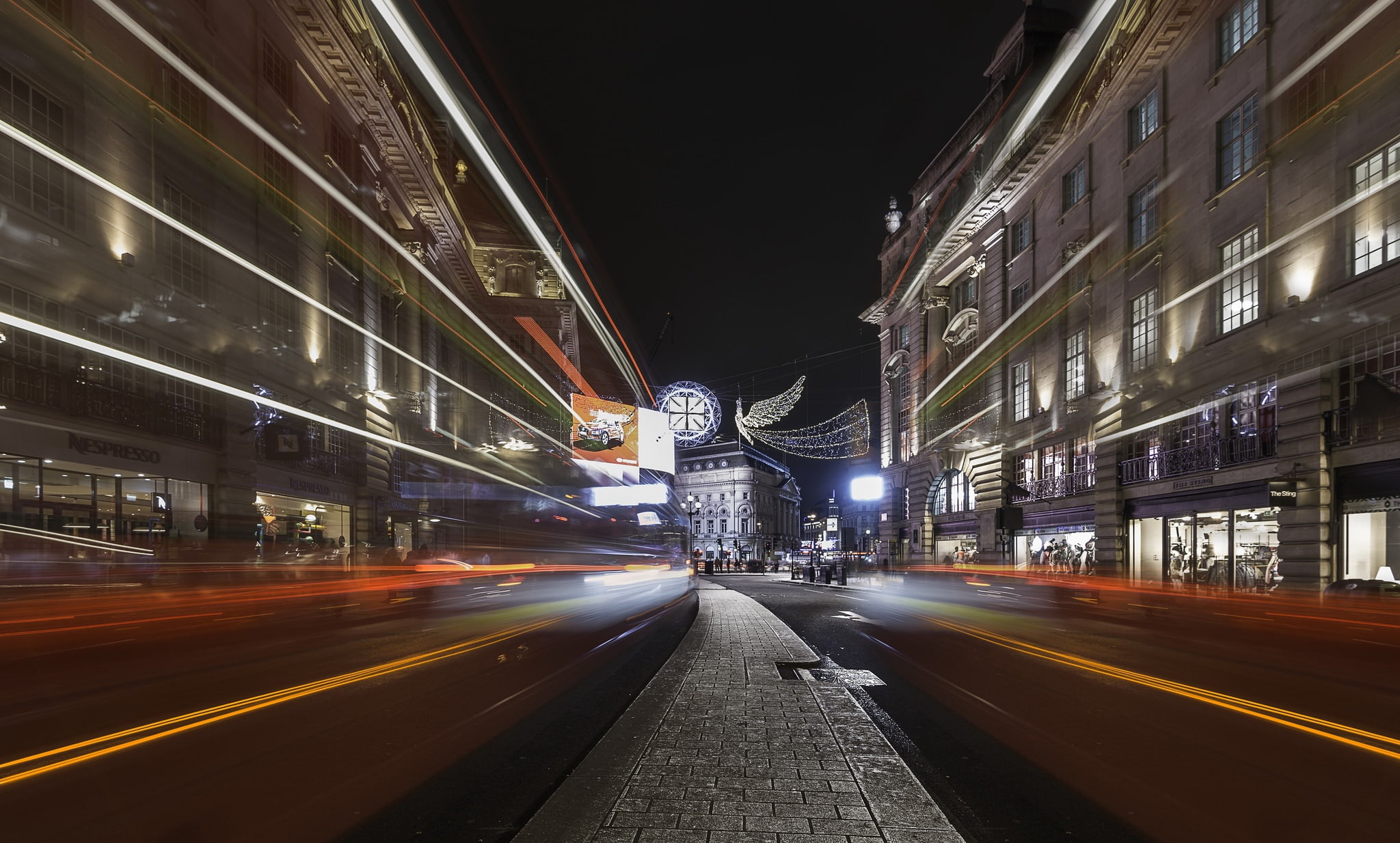 Light trails, London, Regent Street Buses, 1080P, HD Wallpaper