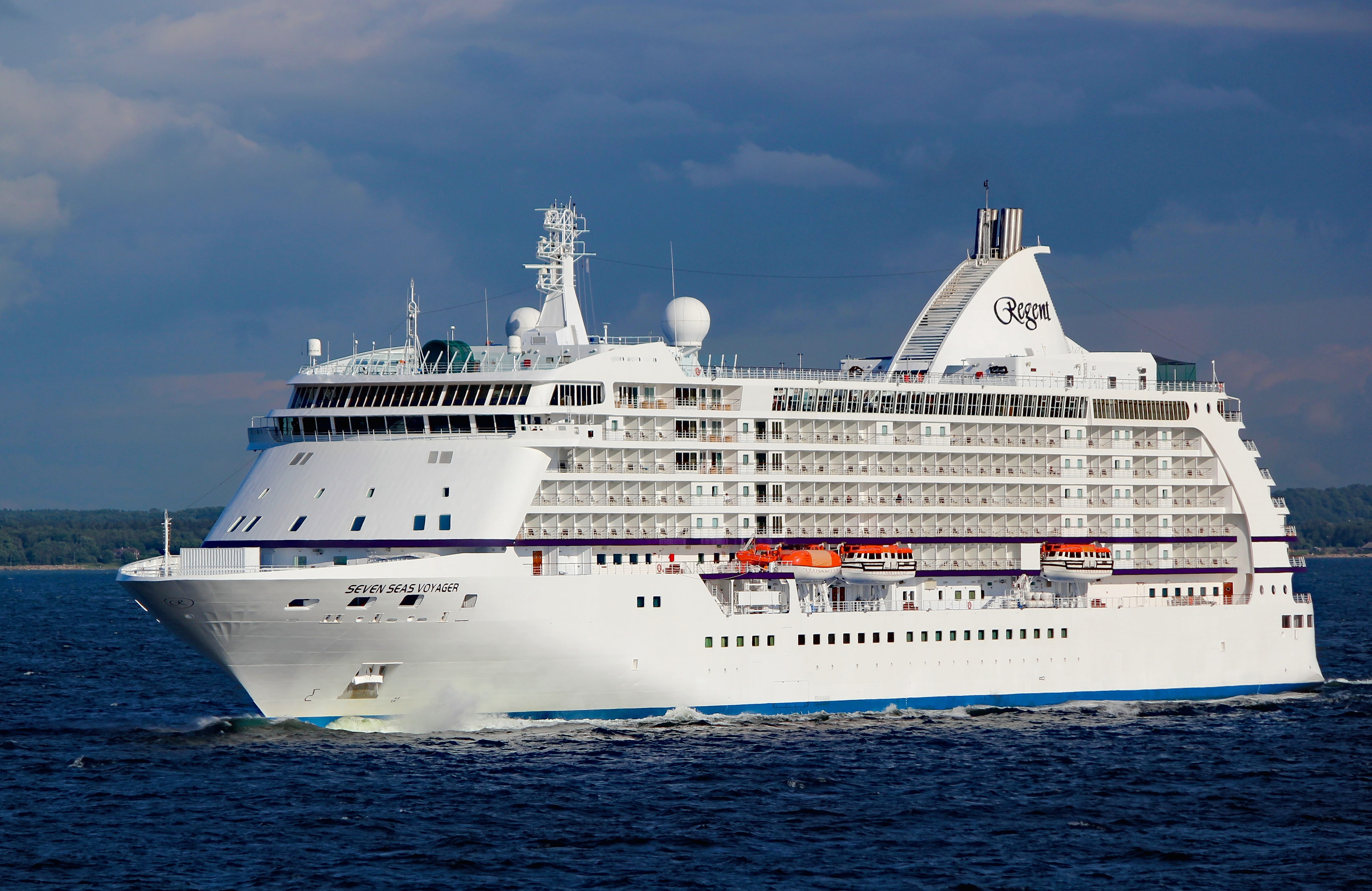 pleasure, nature, no people, regent, mode of transportation, seven seas voyager, cloud - sky, cruise ship, sea, vessel, waterfront, sky, nautical vessel, HD Wallpaper