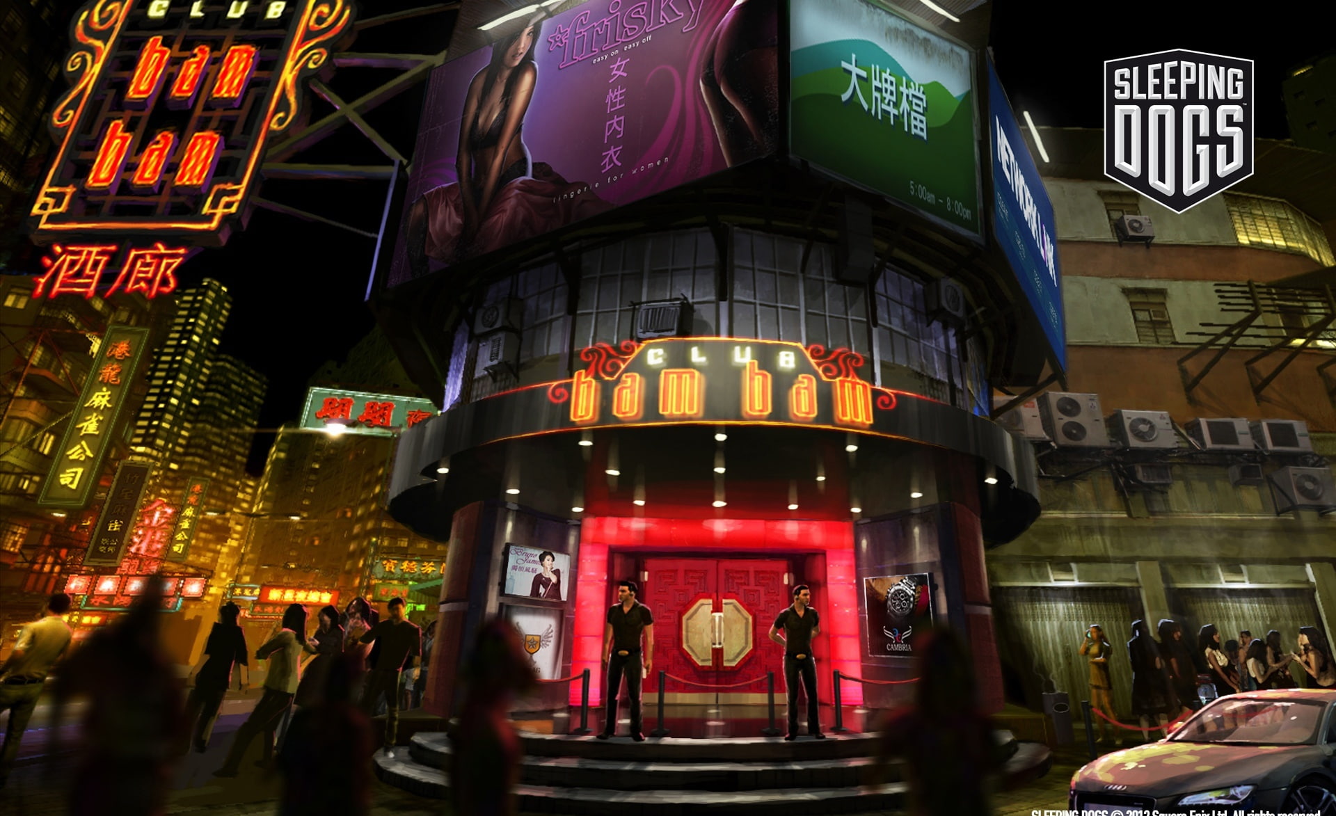 sign, building exterior, night, Games, Other Games, sleeping, city, adult, incidental people, bam, non-western script, hongkong, text, dogs, script, 1080P, HD Wallpaper