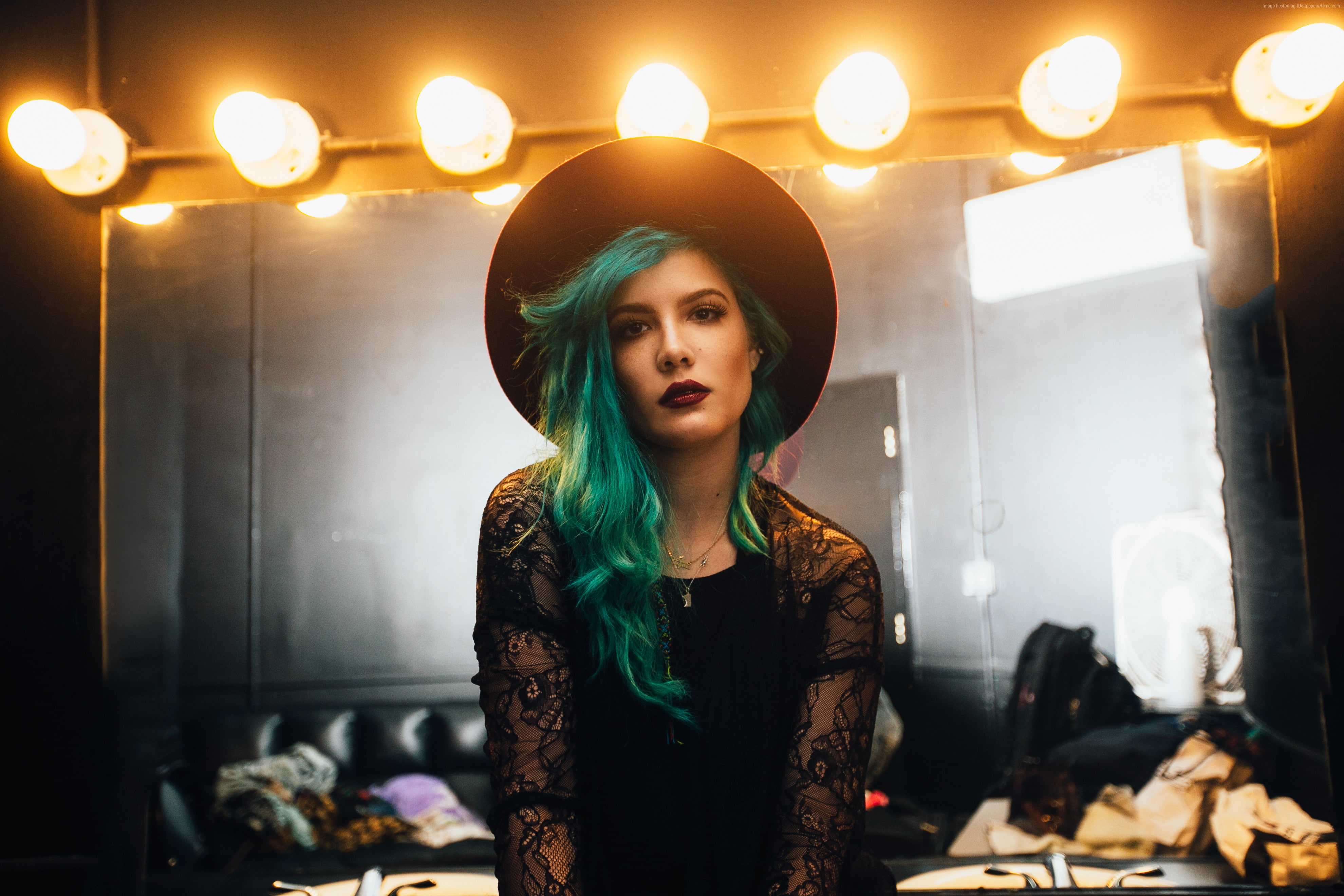 looking at camera, 4K, standing, hairstyle, 4K, portrait, electric lamp, lifestyles, indoors, lighting equipment, photo, hair, illuminated, contemplation, HD Wallpaper