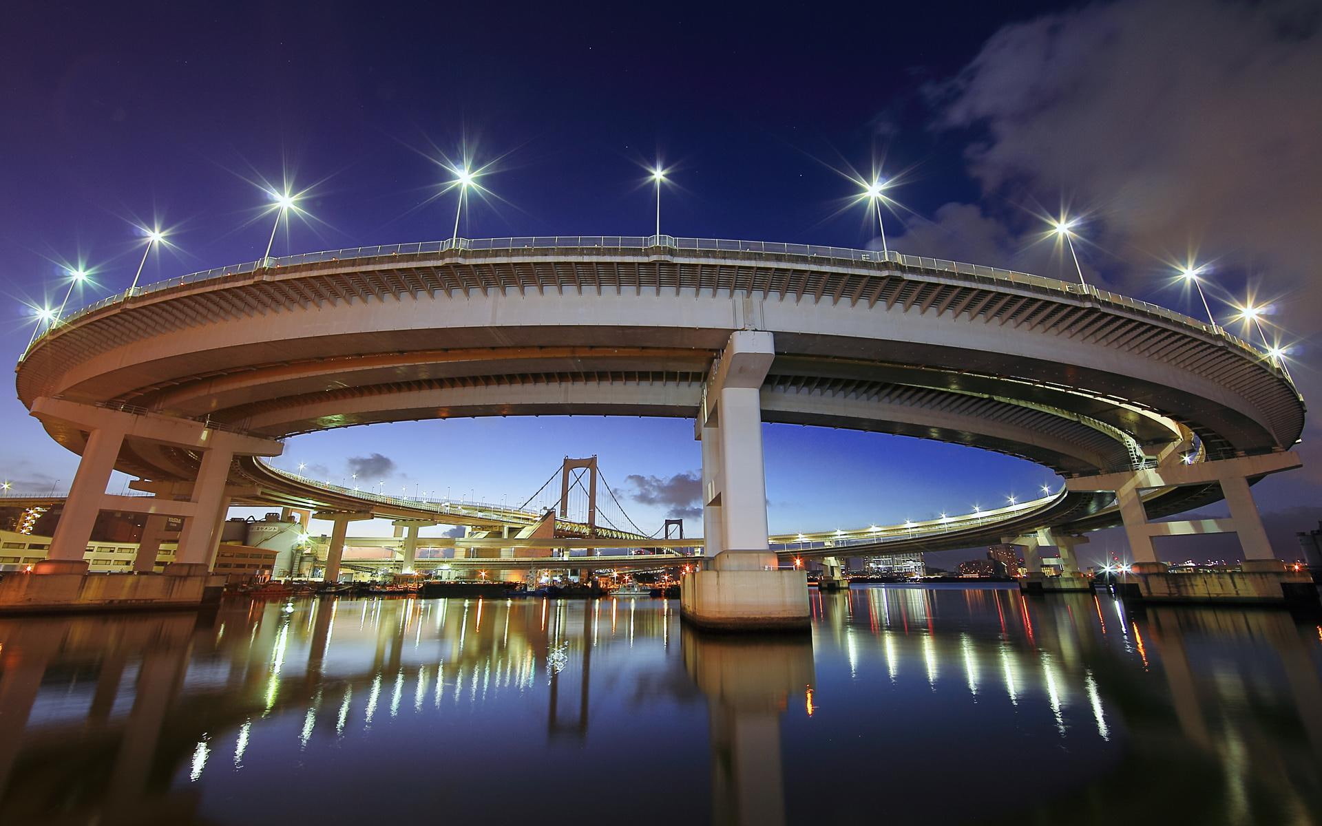 japan, rainbow, tokyo, 1080P, bridge, HD Wallpaper