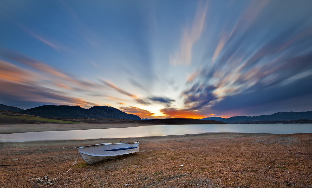 landscape, sunset, night, beauty In Nature, 480P, clouds, sky, blue sky, water, summer, sunrise - Dawn, βάρκα, outdoors, Silent, long  exposure, Nikon  D700, HD Wallpaper