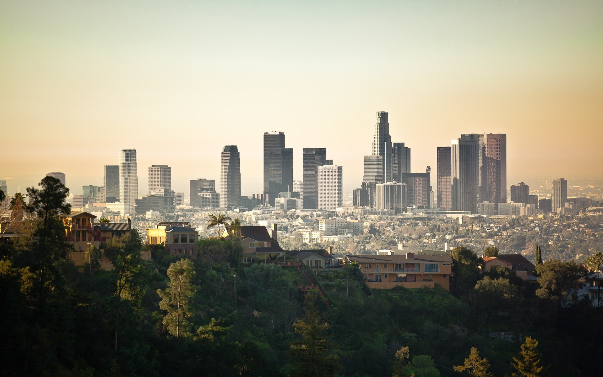 cityscapes, skylines, 1080P, skyline, hd, los, art, angeles, x, buildings, HD Wallpaper