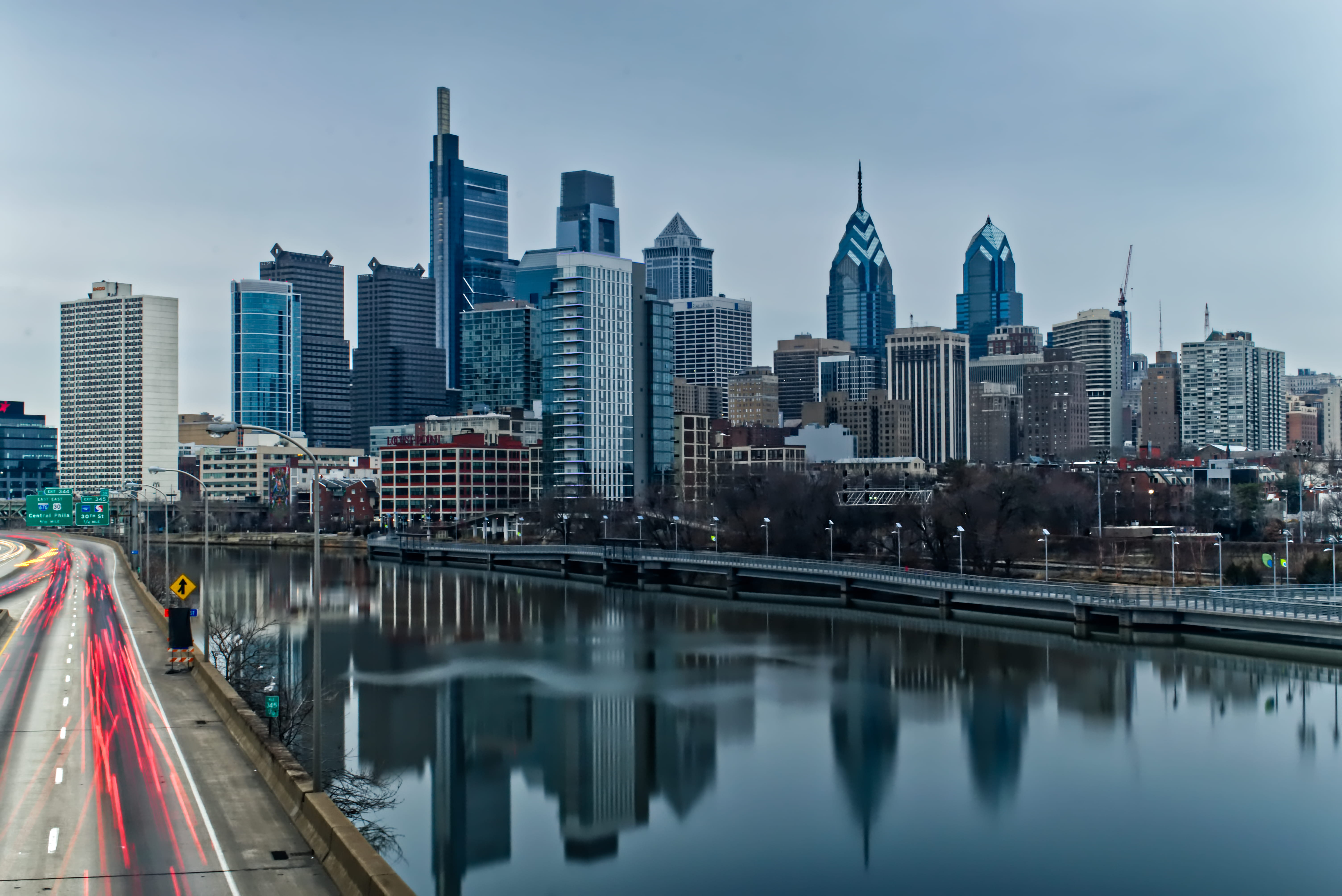 modern, waterfront, water, near, financial district, office building, city, united states, rise, sky, cityscape, building exterior, tall - high, skyline, HD Wallpaper