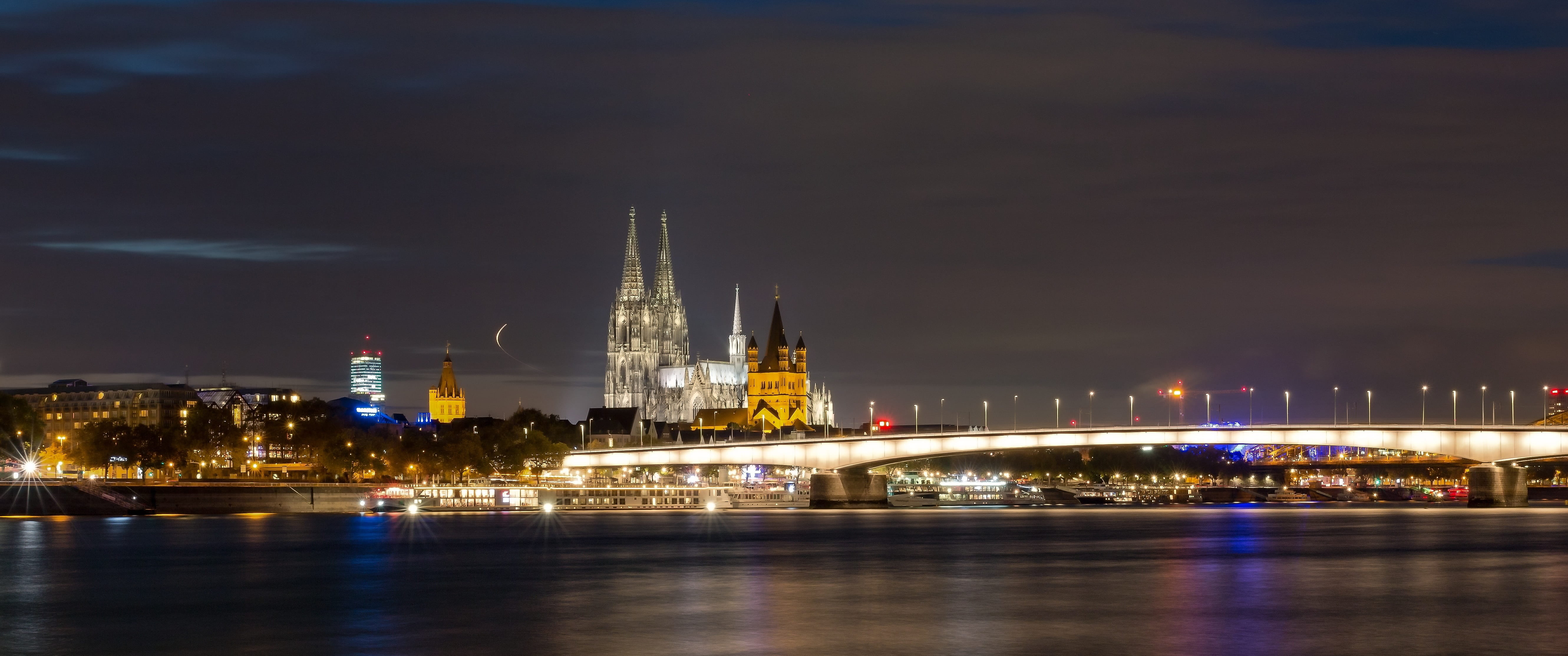 spires, cityscape, rheinland, outdoors, landmark, love, cologne, gothic, river, high, 5K, building, building exterior, church, rise, travel destinations, HD Wallpaper