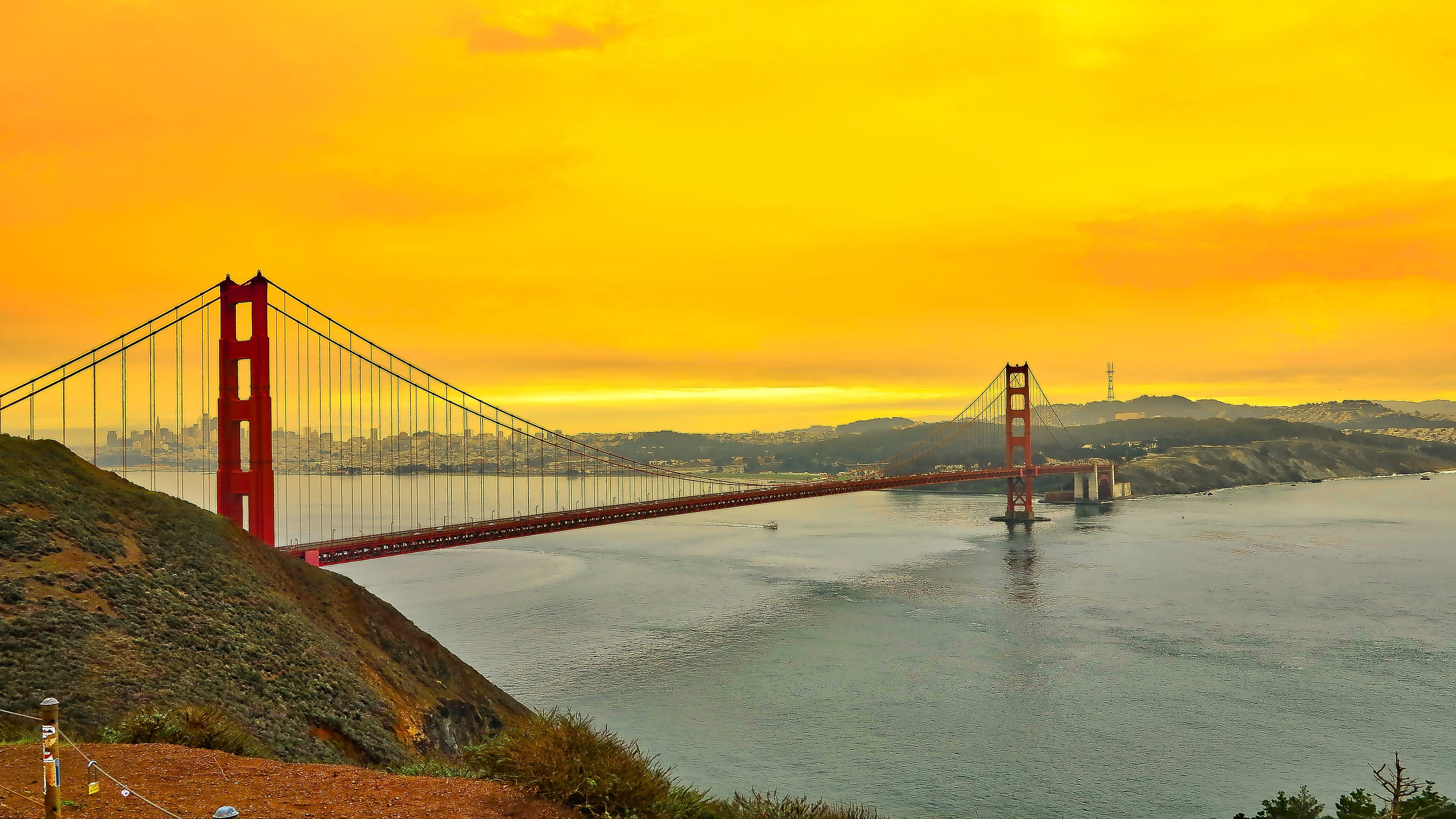 tourism, bay, built structure, golden, bay of water, nature, bridge - man made structure, franciso, mountains, buildings, sanfrancisco, gate, outdoors, HD Wallpaper