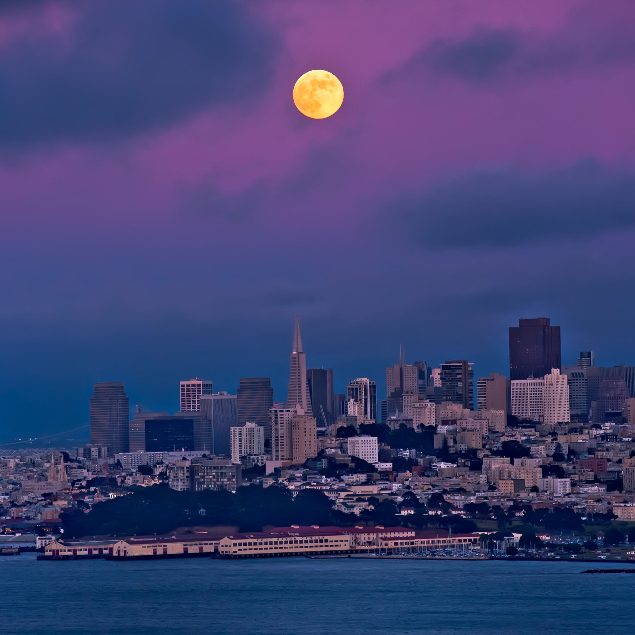 san, architecture, california, cityscape, city, building, office building exterior, dusk, sanfrancisco, nature, 1080P, outdoors, night, sky, urban, purple, Phone HD Wallpaper
