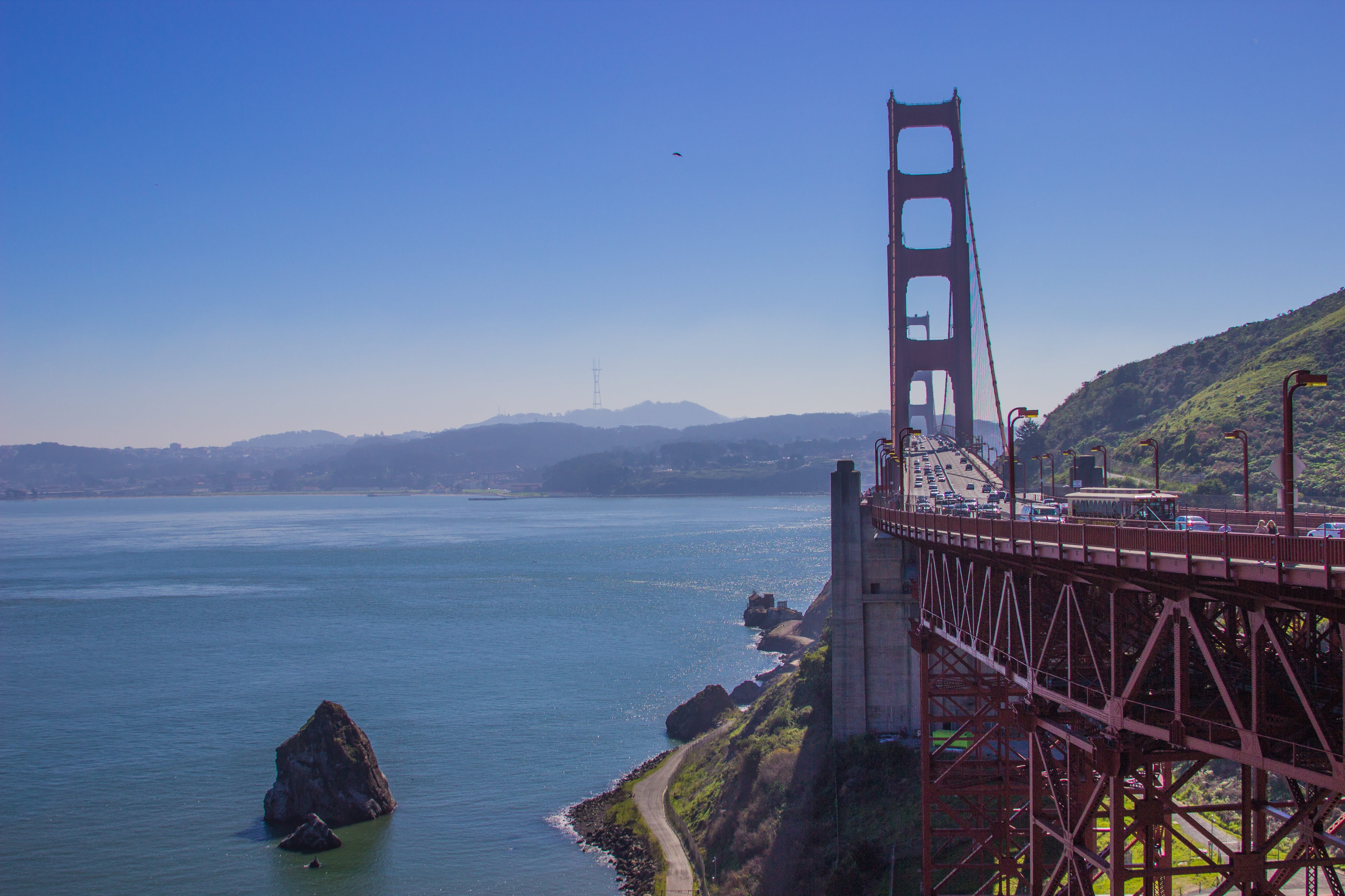 beauty in nature, bridge - man made structure, tourism, sanfrancisco, bridge, travel, water, nature, famous, outdoors, mountain, connection, 5K, san, usa, HD Wallpaper