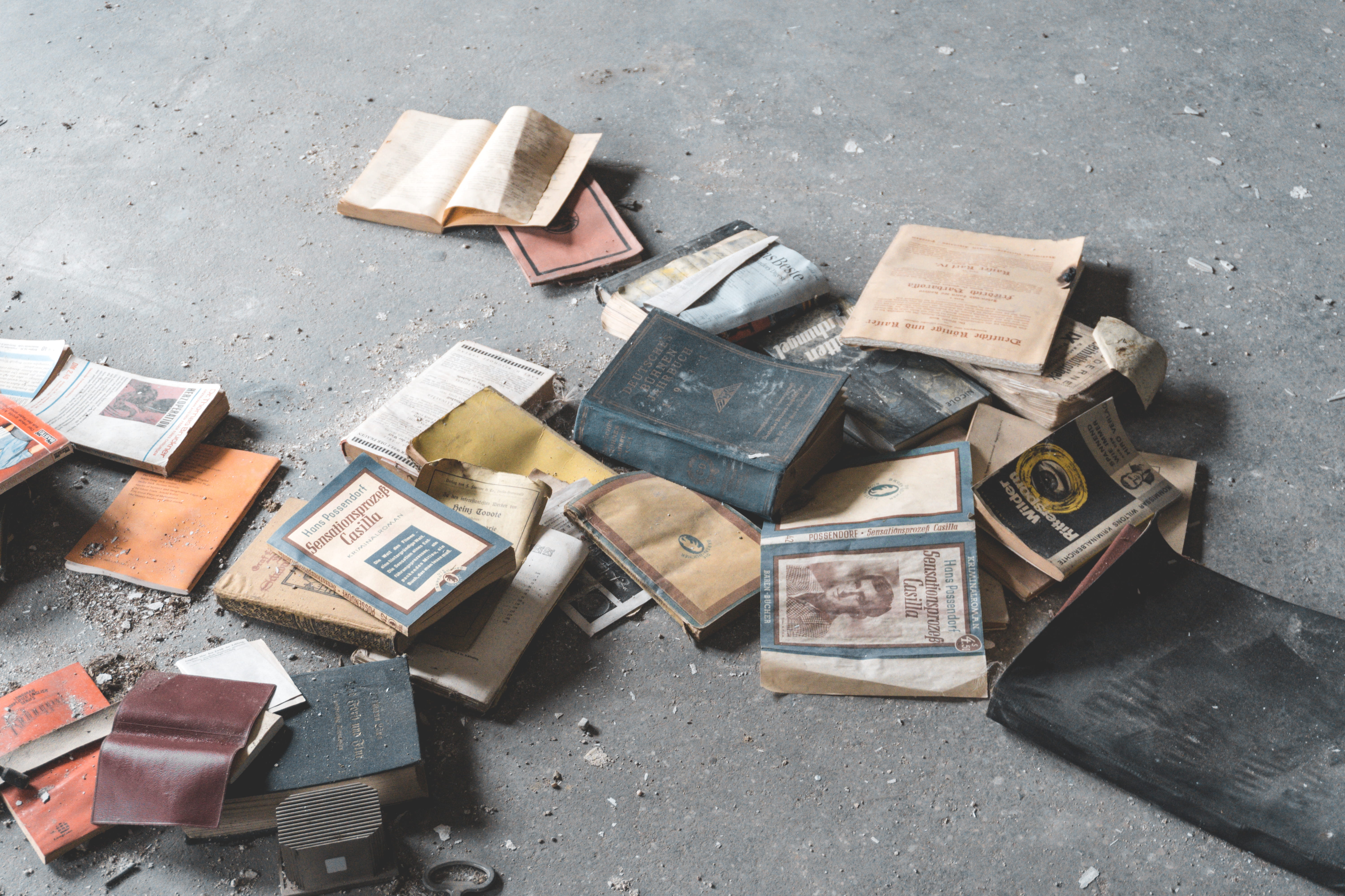 high angle view, road, urbex, large group of objects, variation, outdoors, urban exploration, reading, title, obsolete, book, publication, antique, 5K, HD Wallpaper