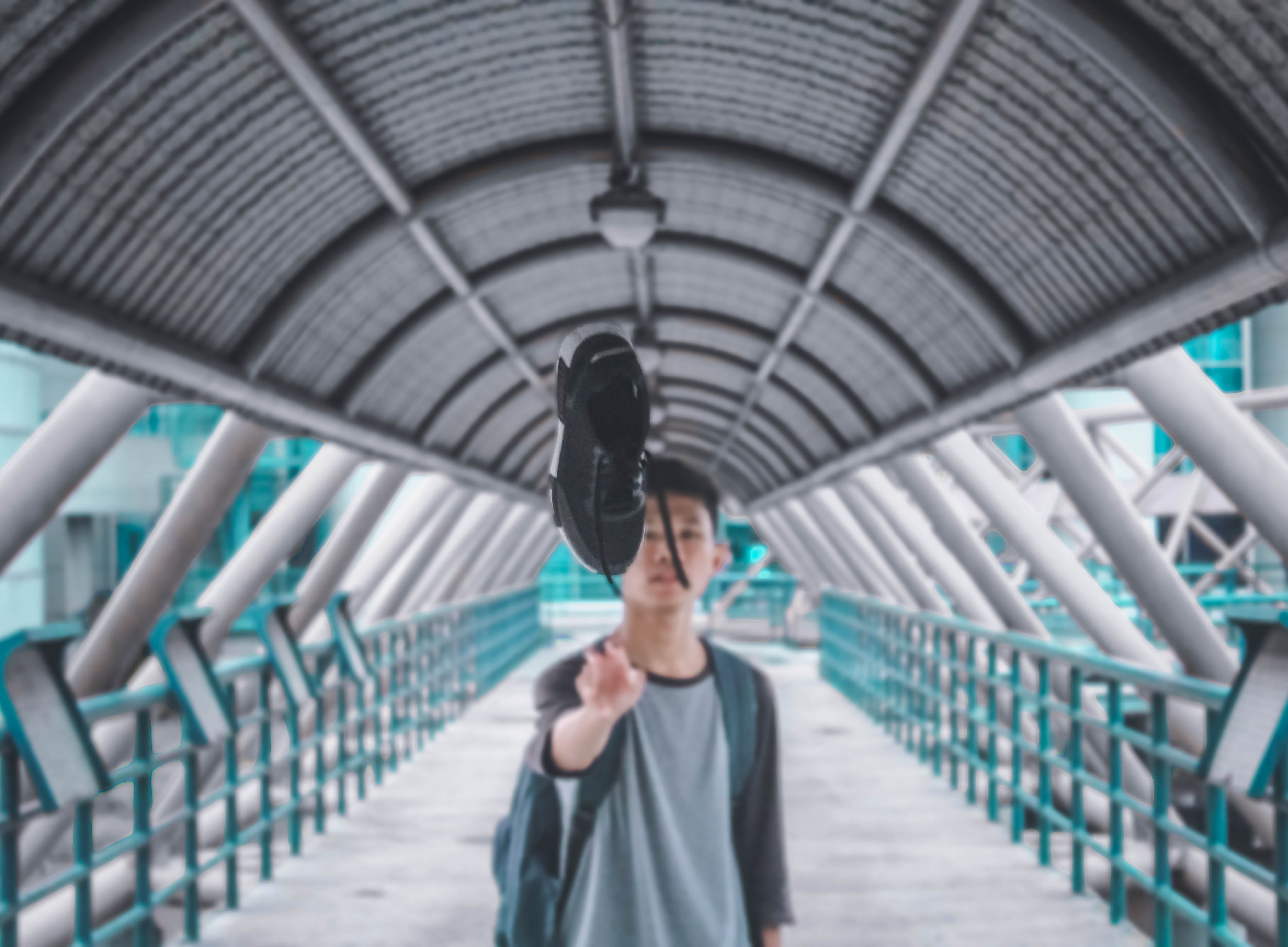bridge - man made structure, night, bridge, day, standing, urban, adult, indonesia, arms raised, mid adult, silhouette, 4K, architecture, front view, diminishing perspective, HD Wallpaper