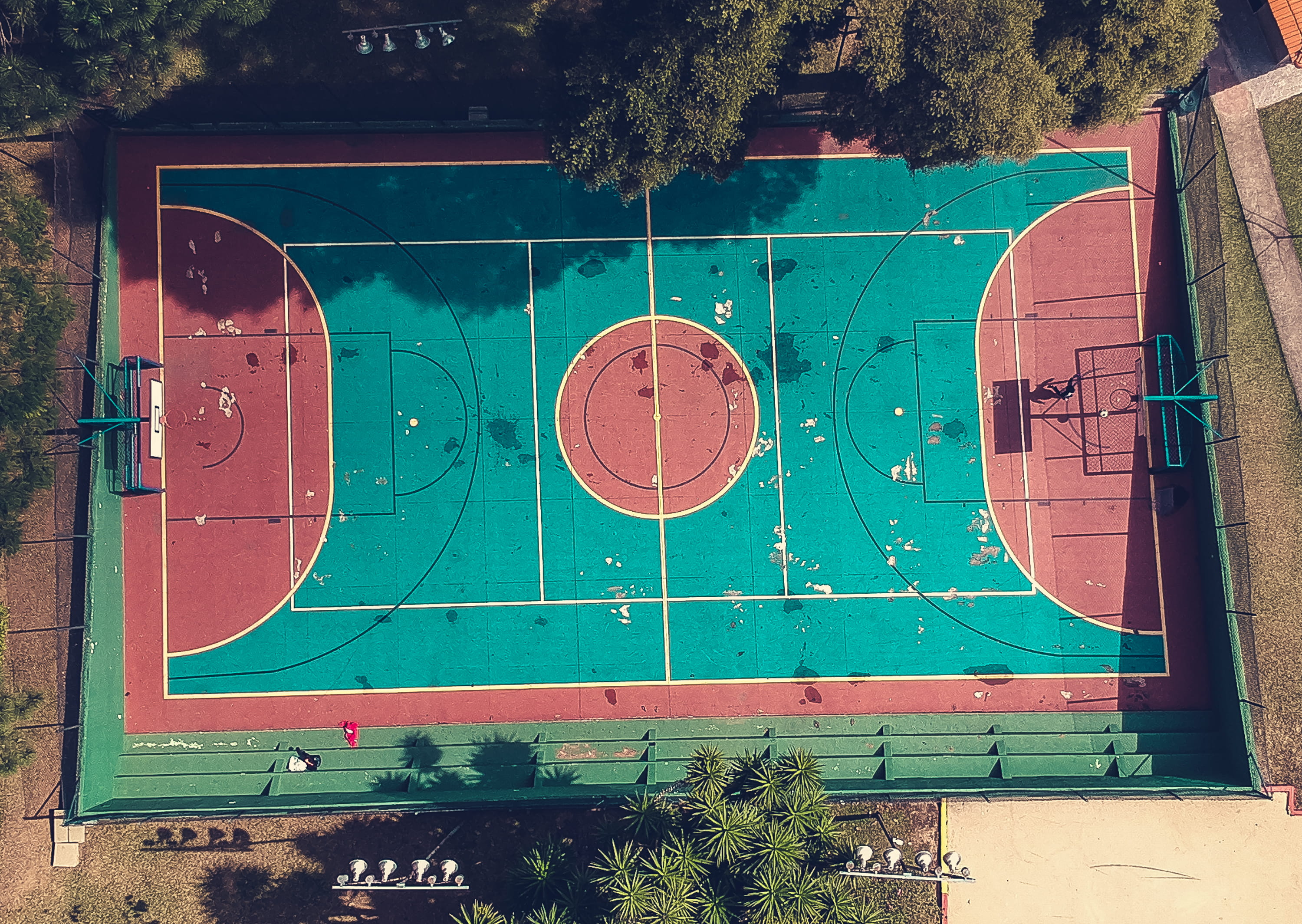 shape, wall, tree, court, outdoors, serjosoza, plant, no people, architecture, spark, sport, basketball - sport, djispark, wall - building feature, drone, HD Wallpaper