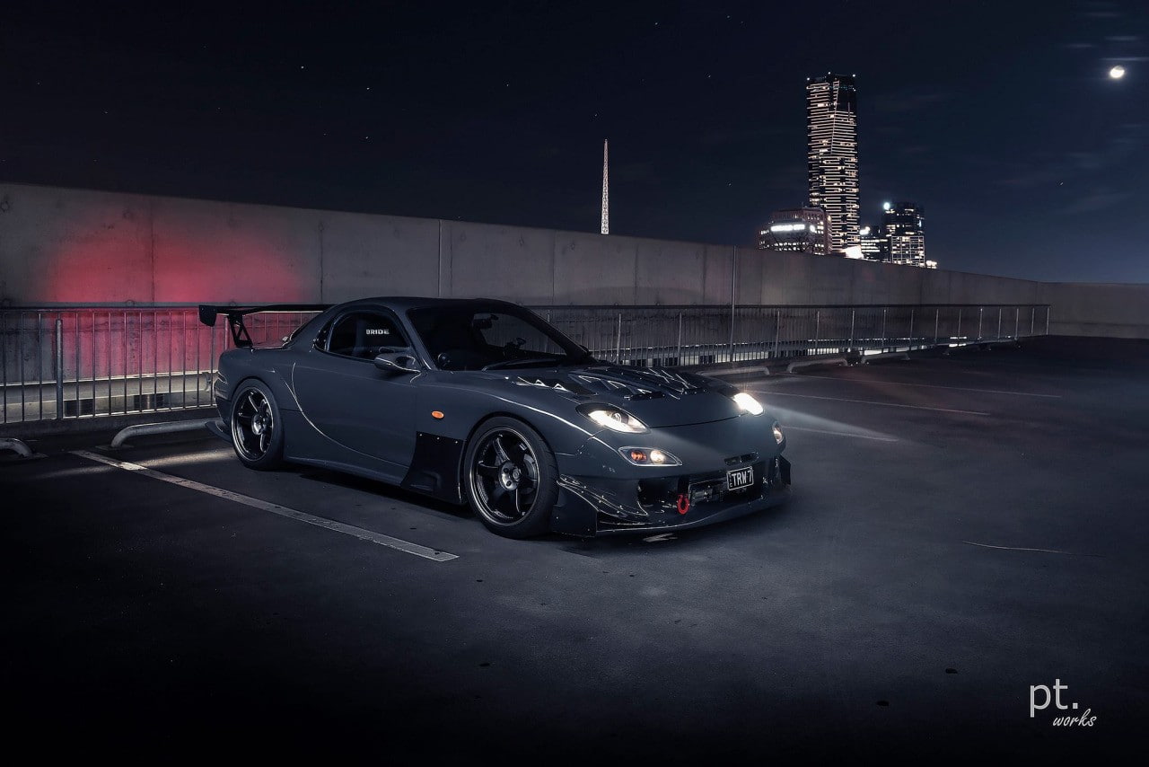 Skycrapers, Mazda RX 7, 720P, Parking, JDM, Tuning, car, HD Wallpaper