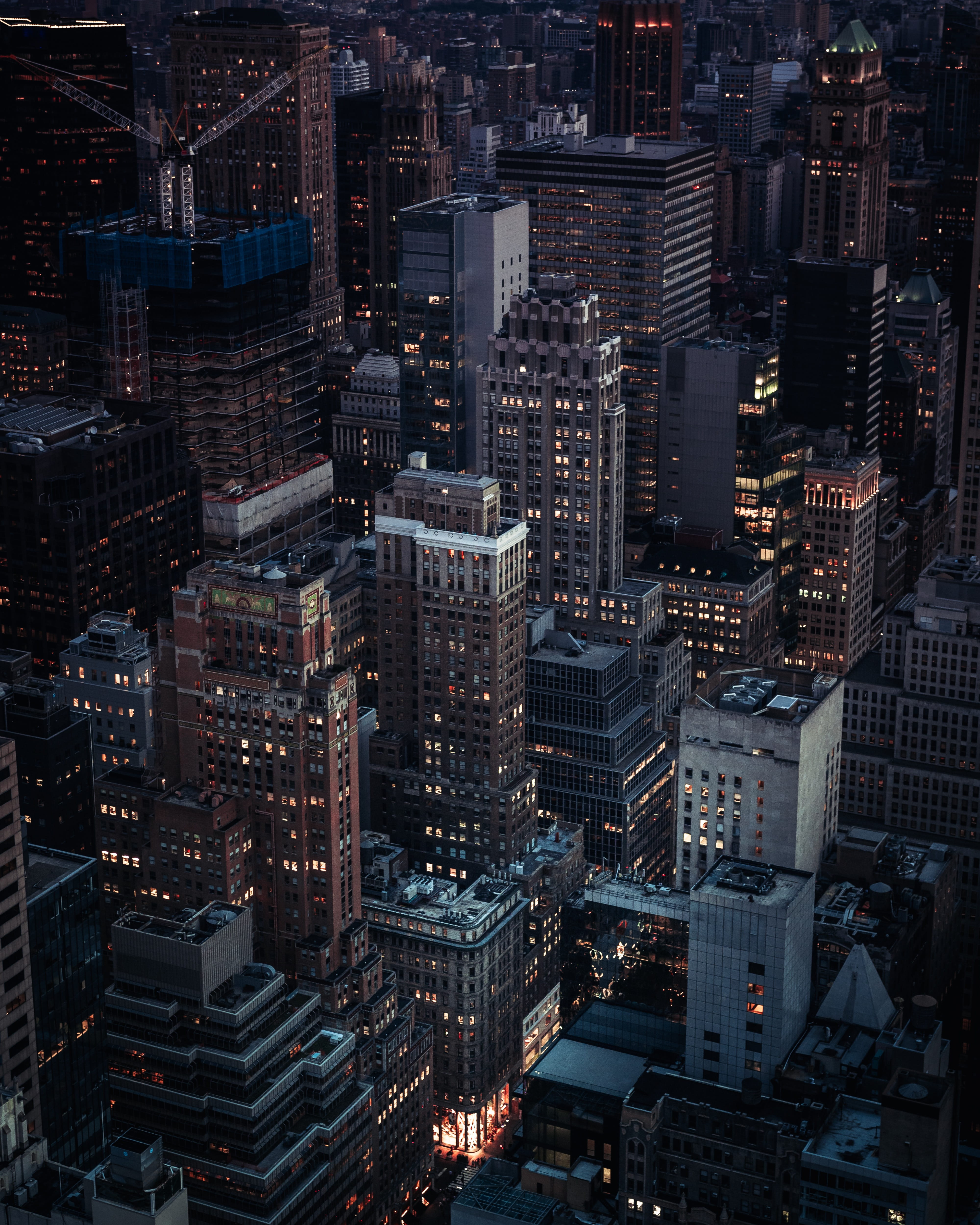illuminated, building, crowd, architecture, financial district, 4K, city life, nighttime, office, skyscraper, office building exterior, modern, cityscape, Phone HD Wallpaper