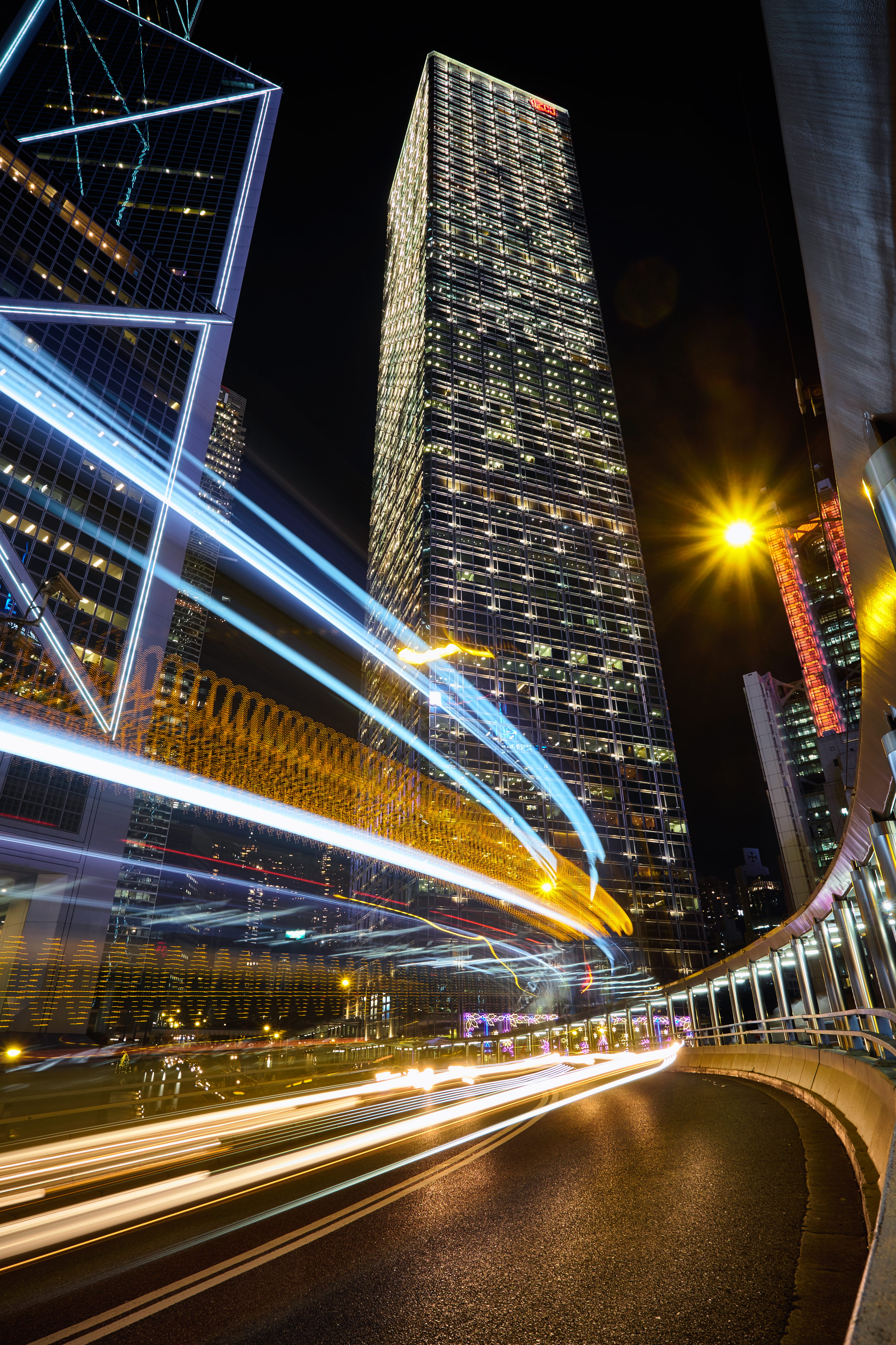 blurred motion, dark, building exterior, tall - high, light, night, city, skyscraper, hong, building, outdoors, 5K, high, travel destinations, speed, motion, Phone HD Wallpaper