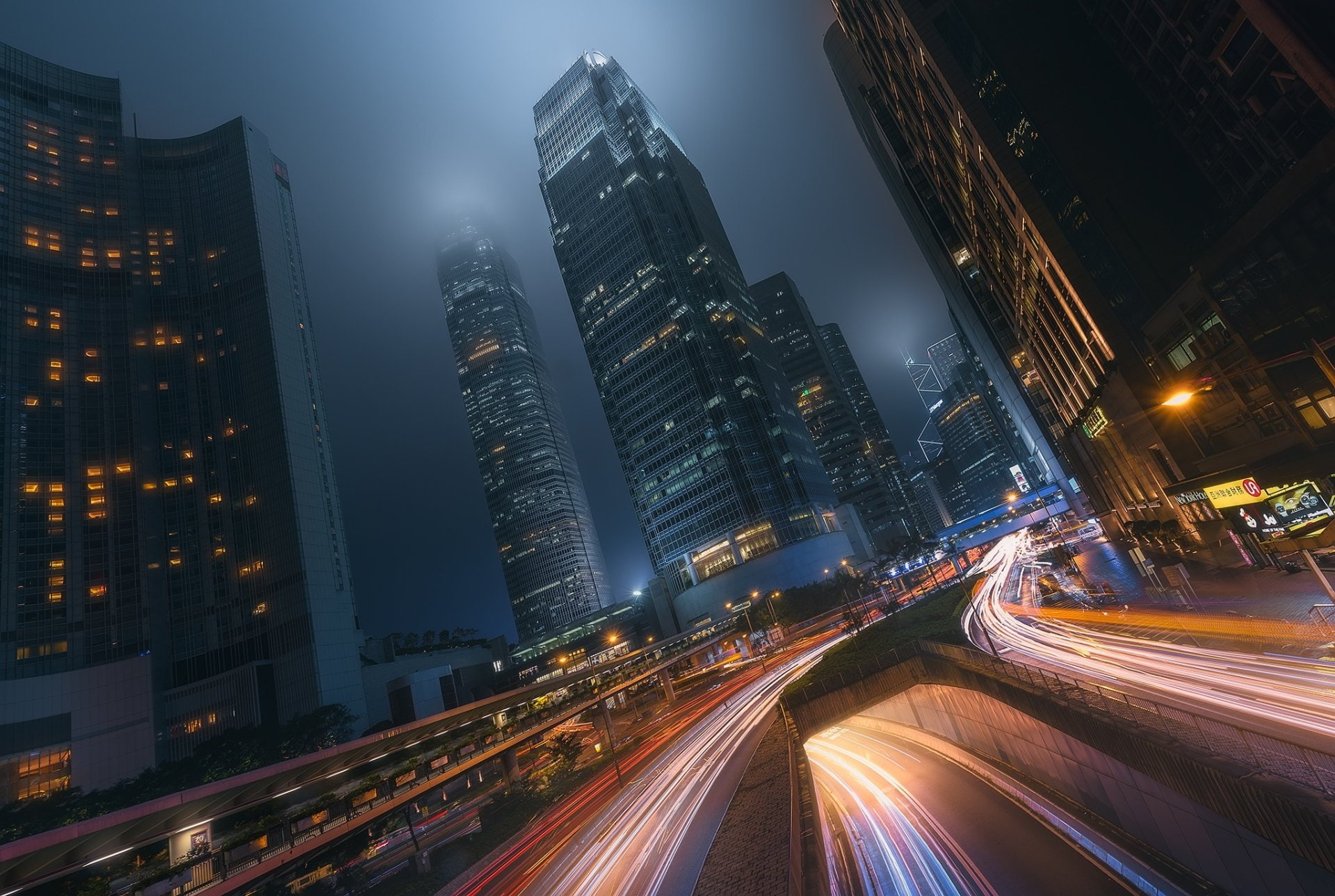 1080P, China, Building, City, Time-Lapse, Cities, Hong Kong, Skyscraper, Night, HD Wallpaper