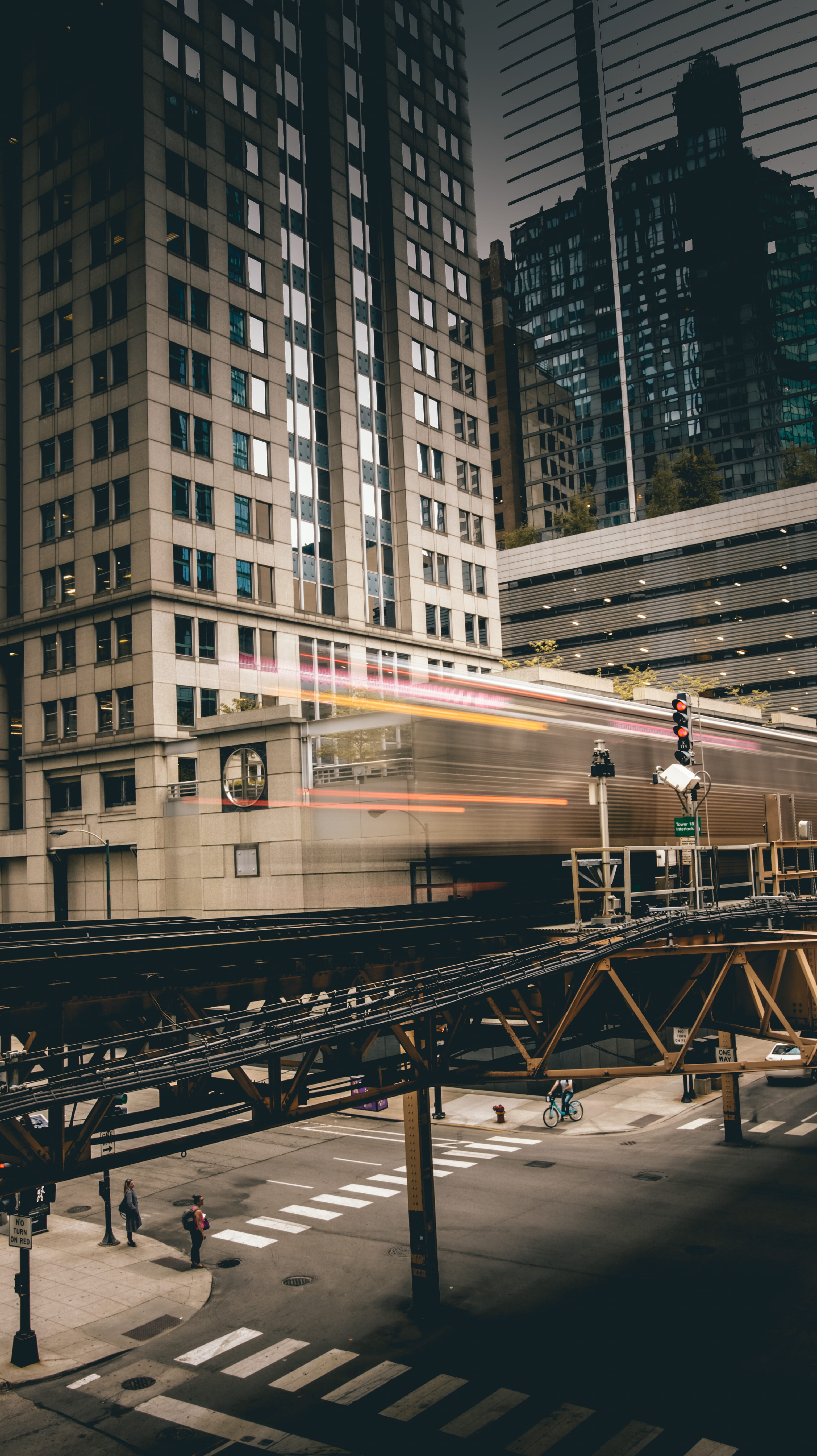 lapsed, cityscape, road, downtown District, night, trail, land vehicle, building Exterior, city, daytime, sign, day, buildings, train, high angle view, Phone HD Wallpaper