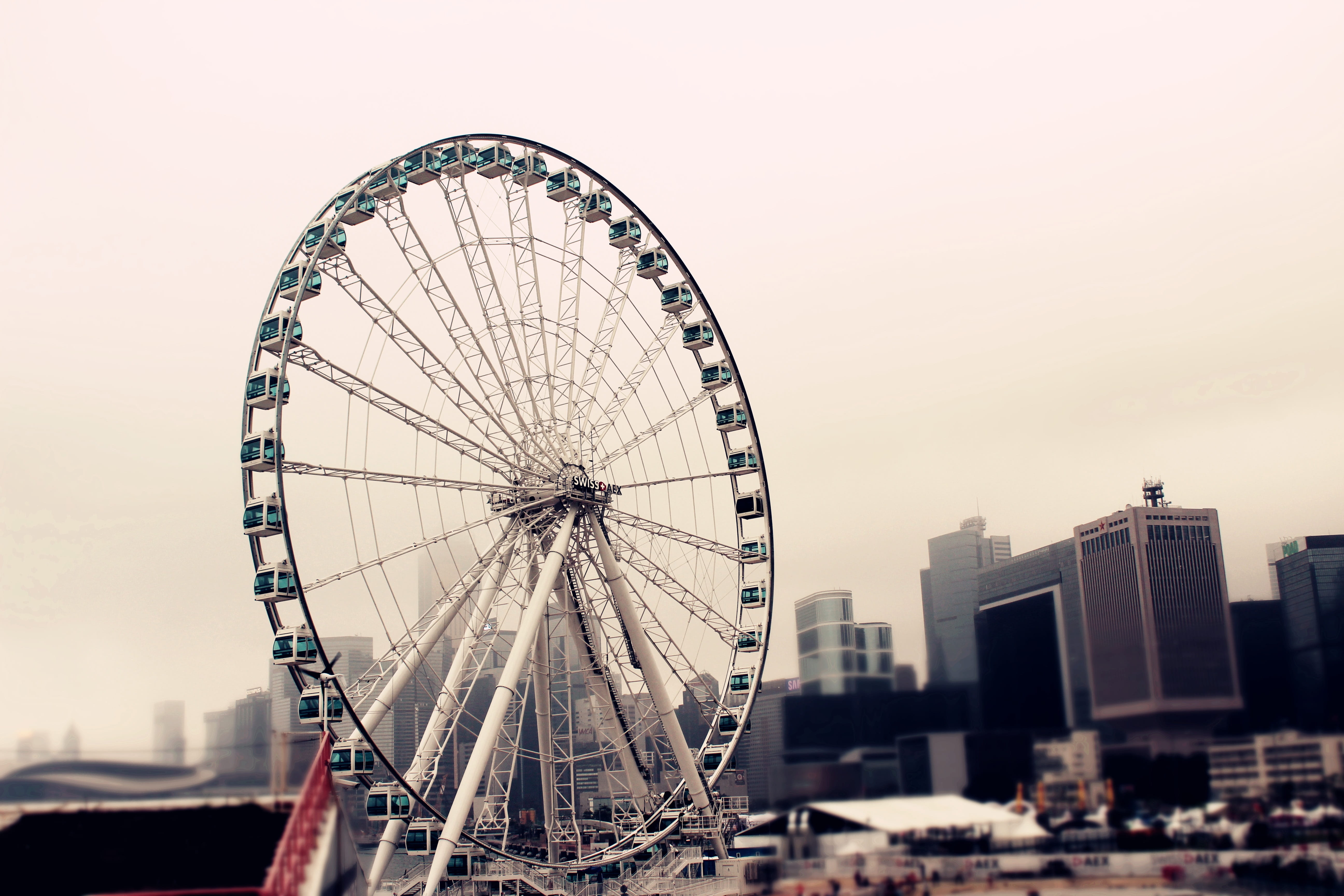 travel destinations, day, hong, Hong Kong, built structure, building, central pier, kong, outdoors, arts culture and entertainment, ferris, amusement park, HD Wallpaper