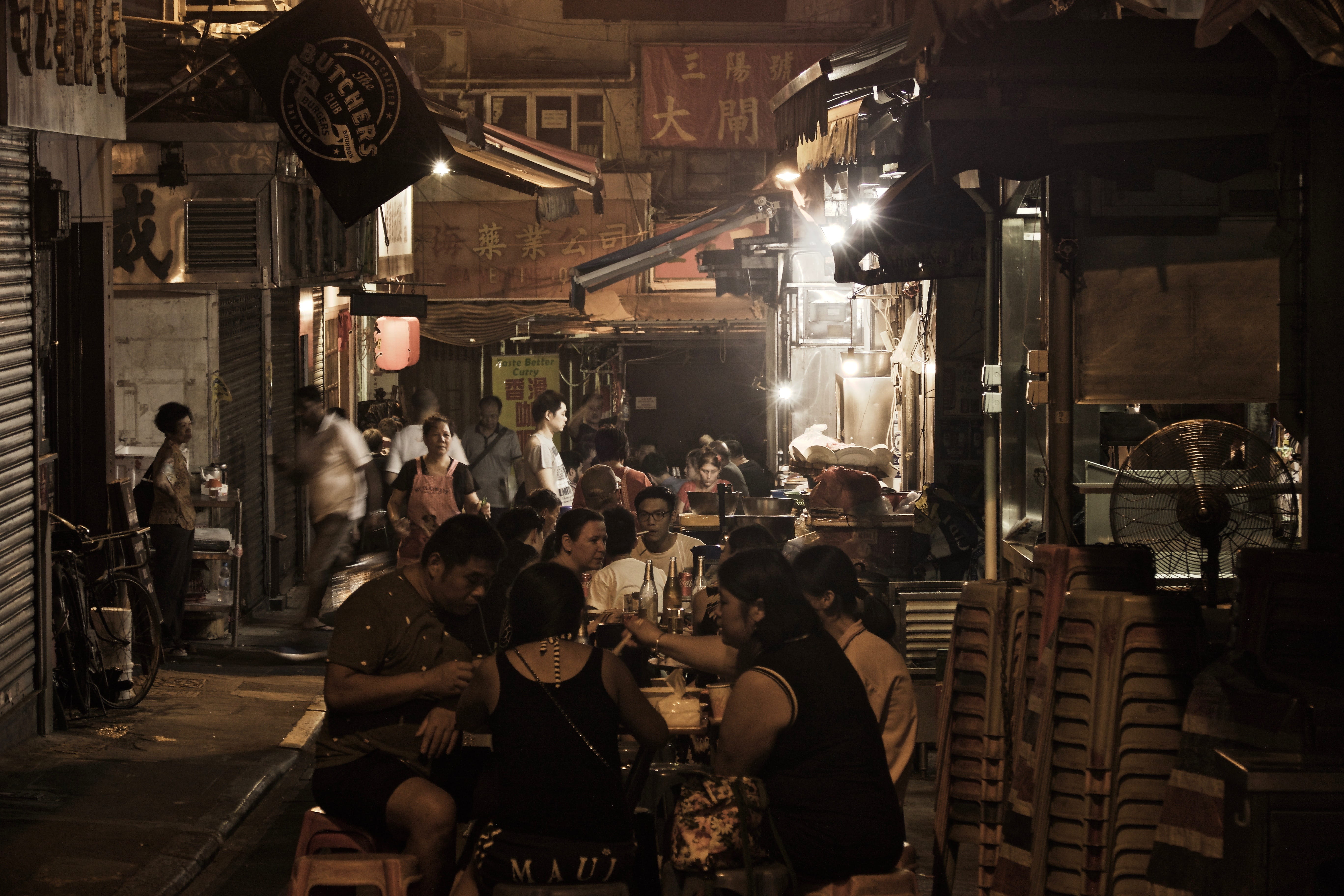 women, night, city, adult, central, large group of people, architecture, group of people, crowd, citylife, urban, market, illuminated, indoors, men, eating, HD Wallpaper