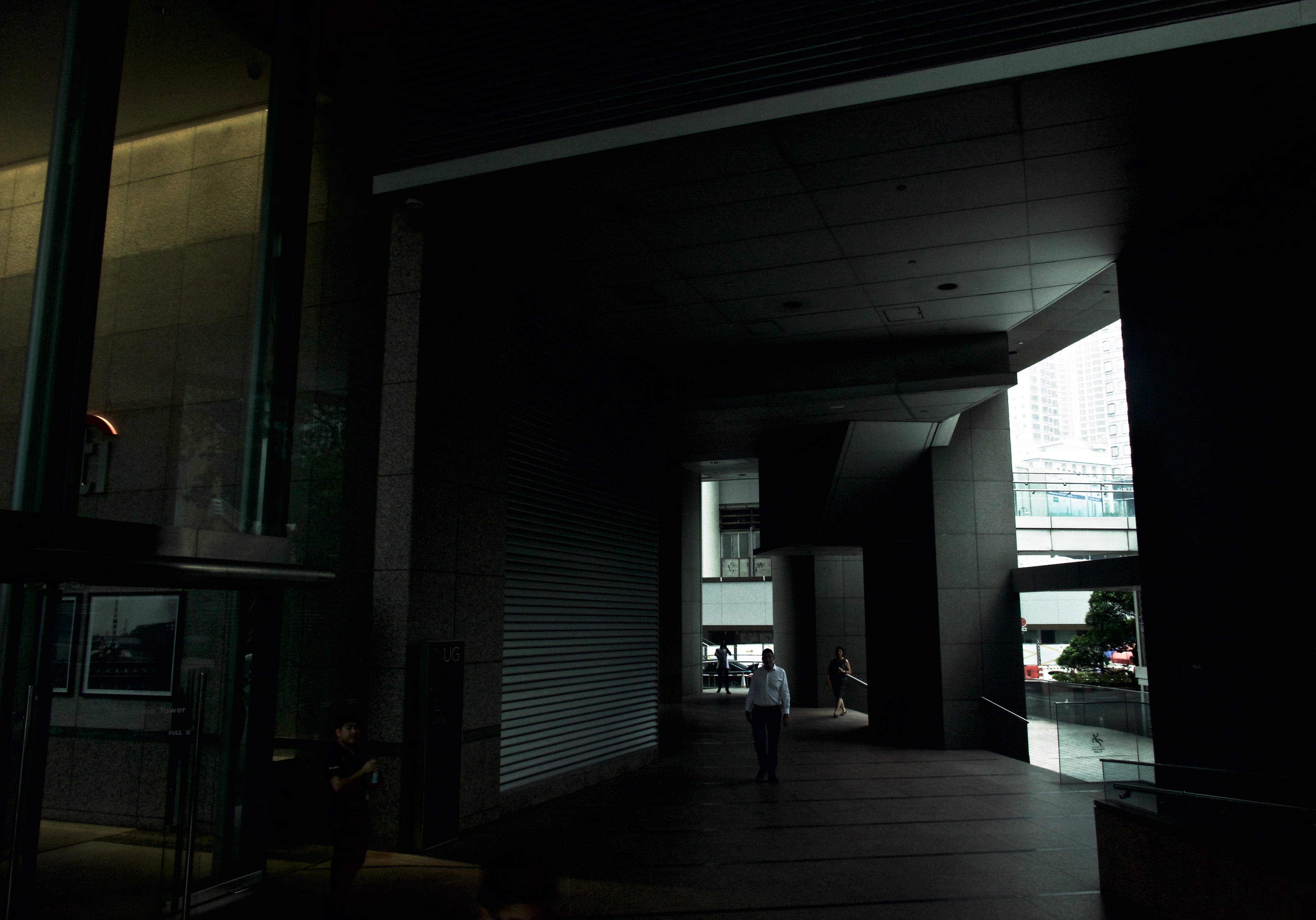 hong kong, city, corridor, dark, architectural column, real people, lifestyles, people, indoors, incidental people, men, window, one person, architecture, HD Wallpaper