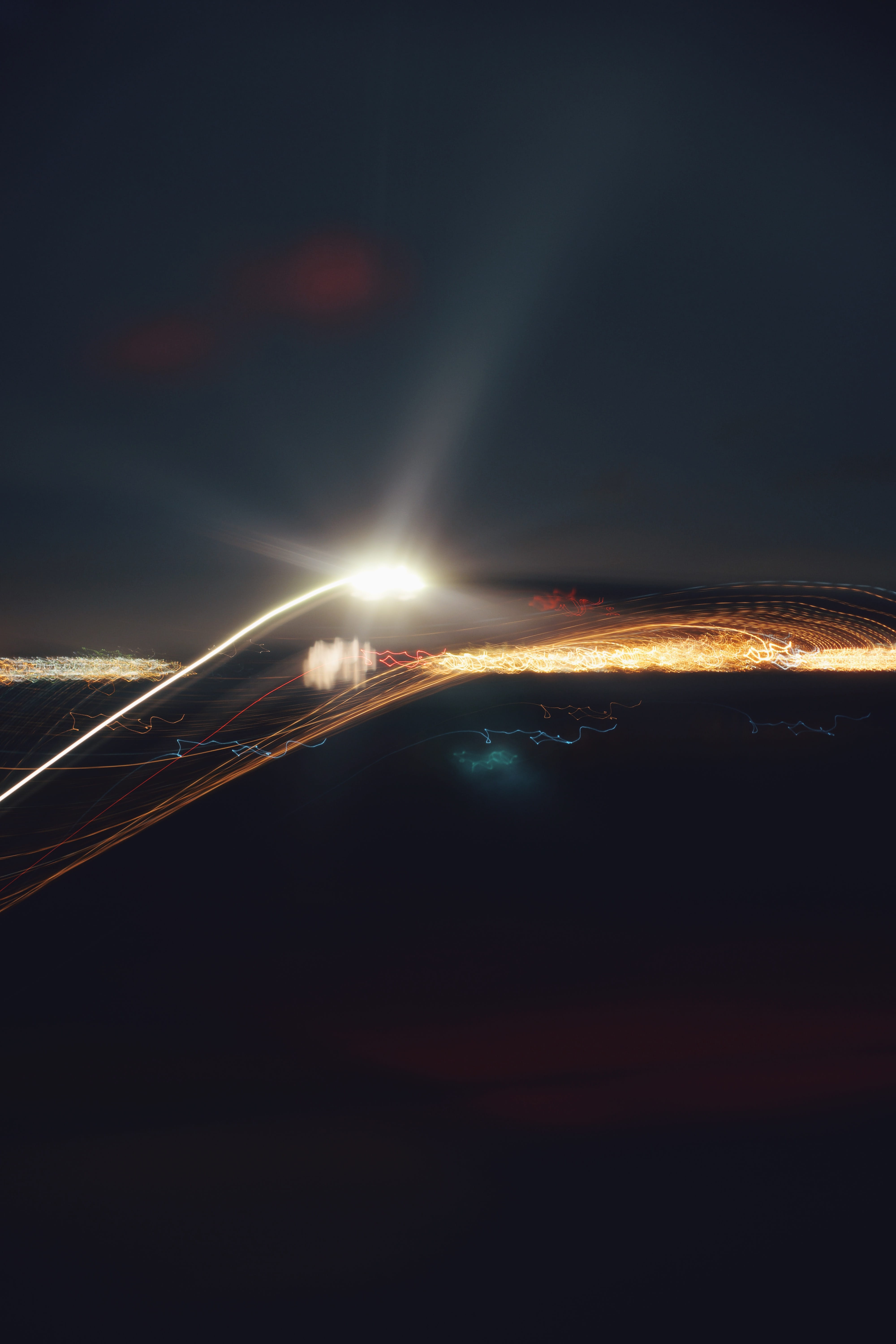 light trail, night, speed, photography, sky, blur, streaks, sea, light streak, highway, light, motion, shadow, road, colours, nature, spark, mode of transportation, Phone HD Wallpaper