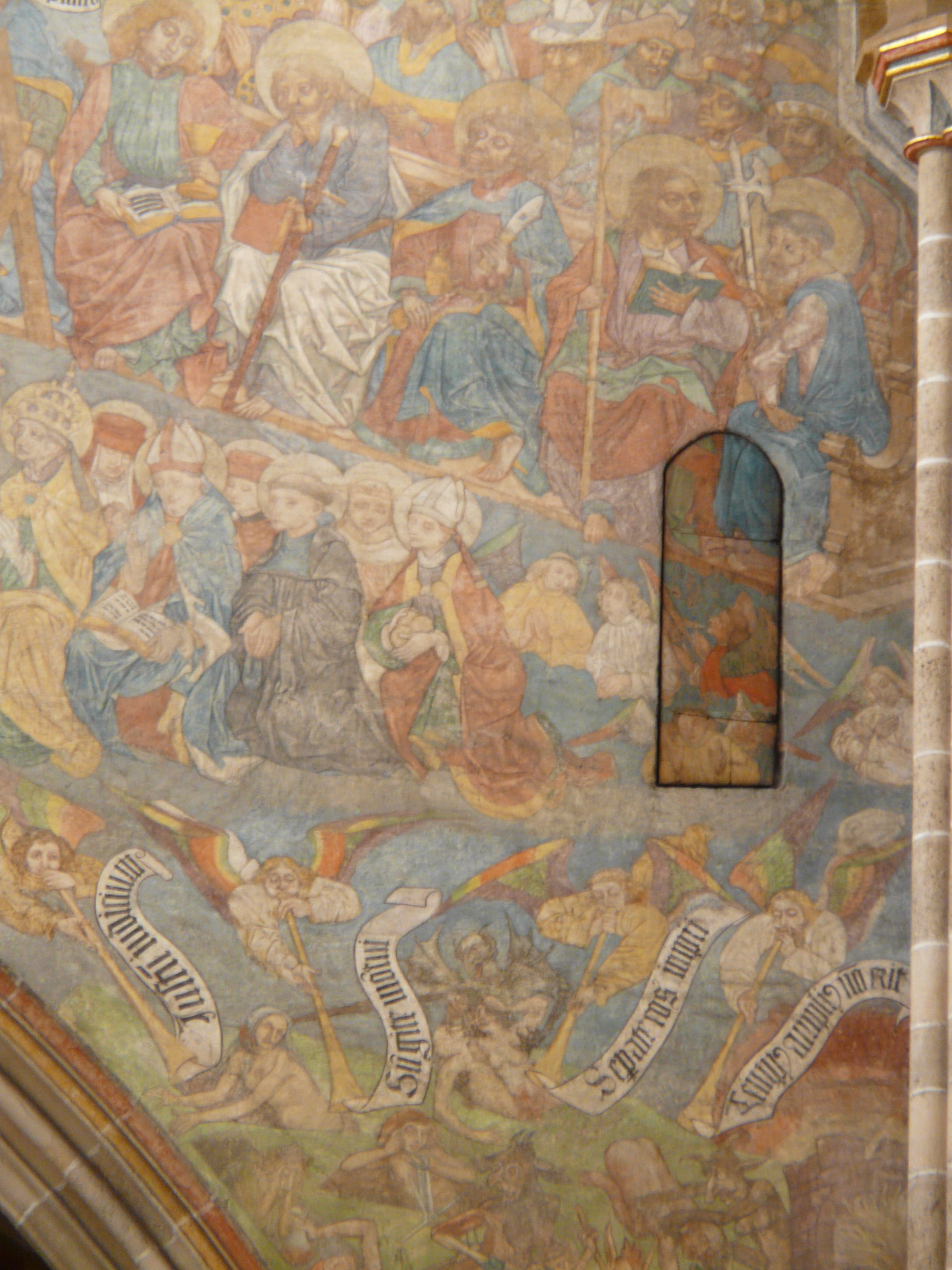 old, mural, indoors, all saints iconography, wealth, travel, representation, 2K, no people, church, multi colored, finance, Ulm Cathedral, Fresco, the most recent court, Phone HD Wallpaper