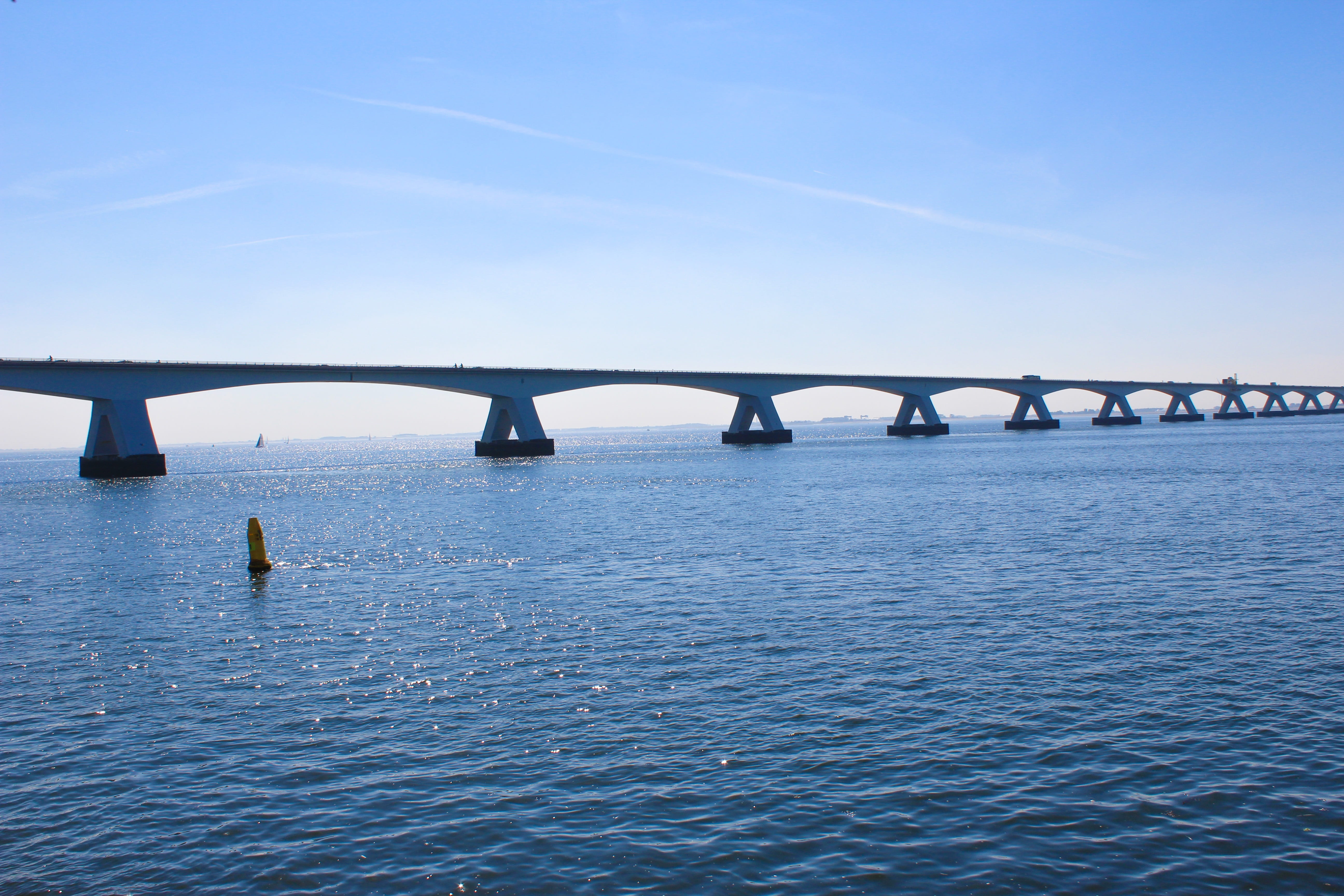 bridge, netherlands, water, arch bridge, tranquil scene, arch, steel, bridge - man made structure, sky, blue, dutch, sea, engineering, beauty in nature, HD Wallpaper