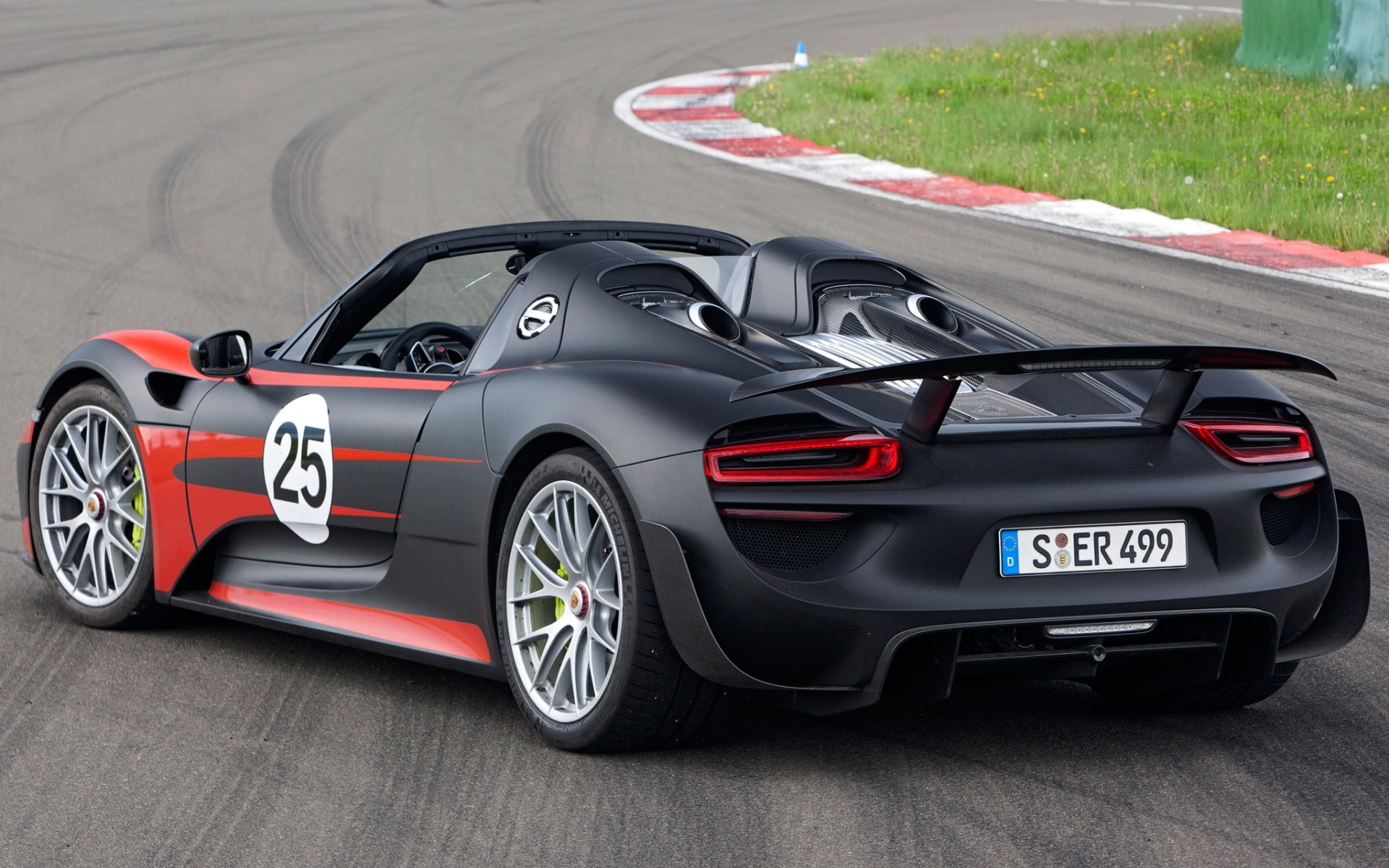 Spider, 918, Porsche, lights, 1080P, rear view, Spyder, Prototype, background, HD Wallpaper