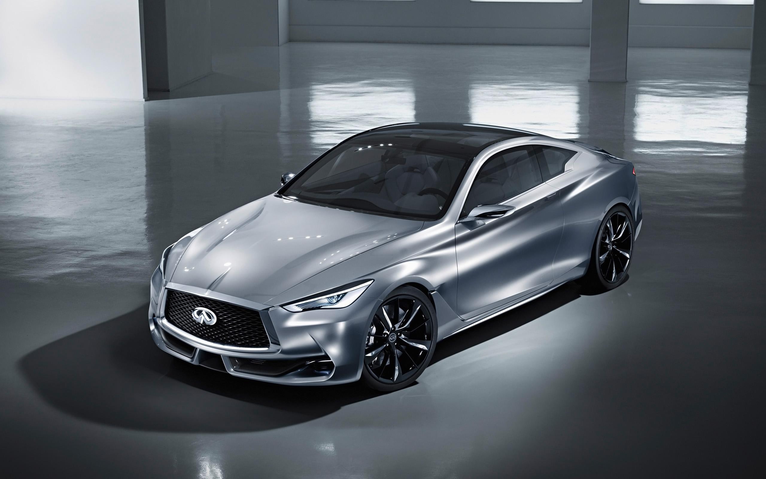 q, cars, coupe, 2K, 2015, silver, infiniti, HD Wallpaper