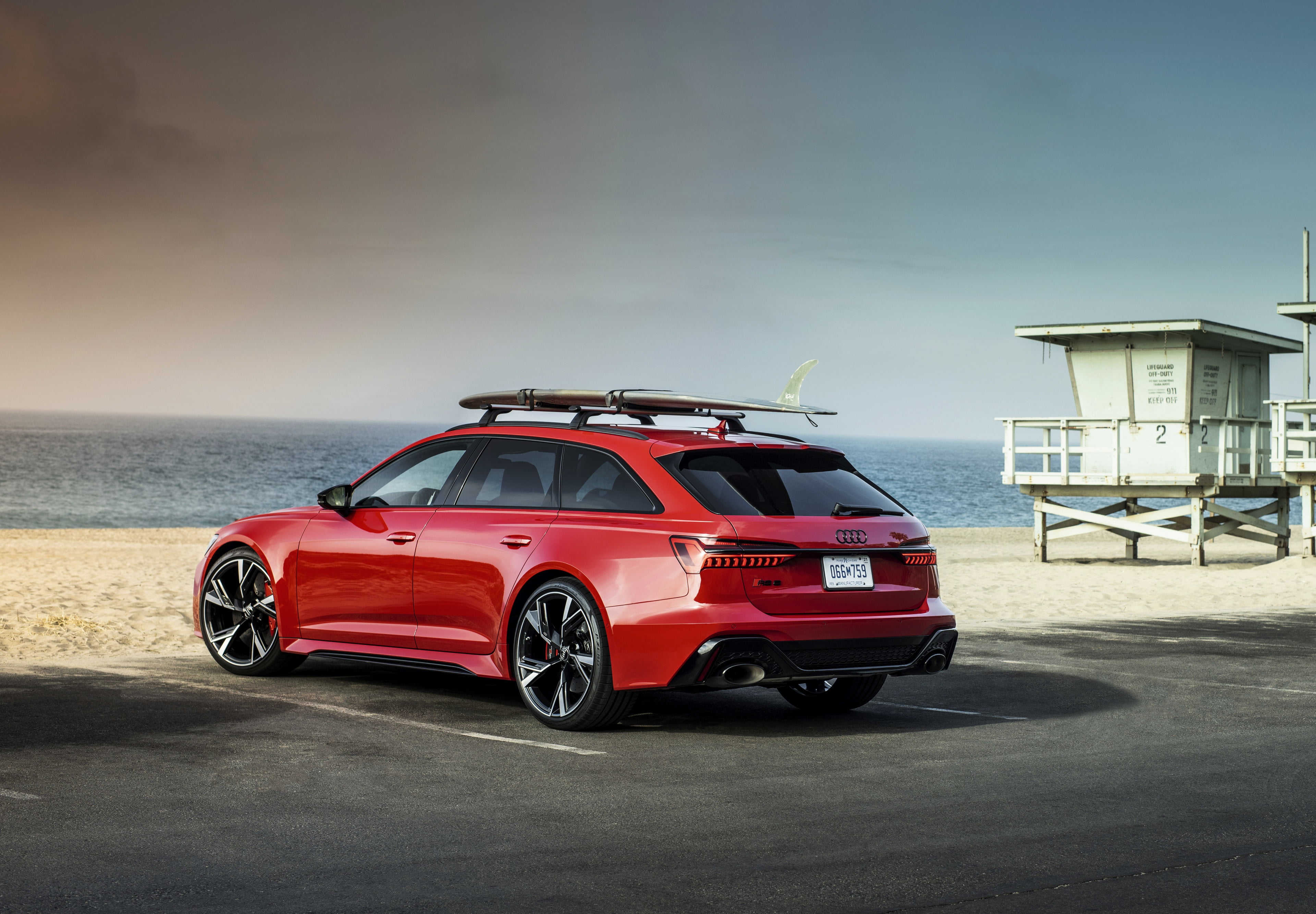 red, sand, RS6 Avant, RS 6, 2019, Parking, universal, 2020, Audi, beach, 4K, V8 Twin-Turbo, HD Wallpaper