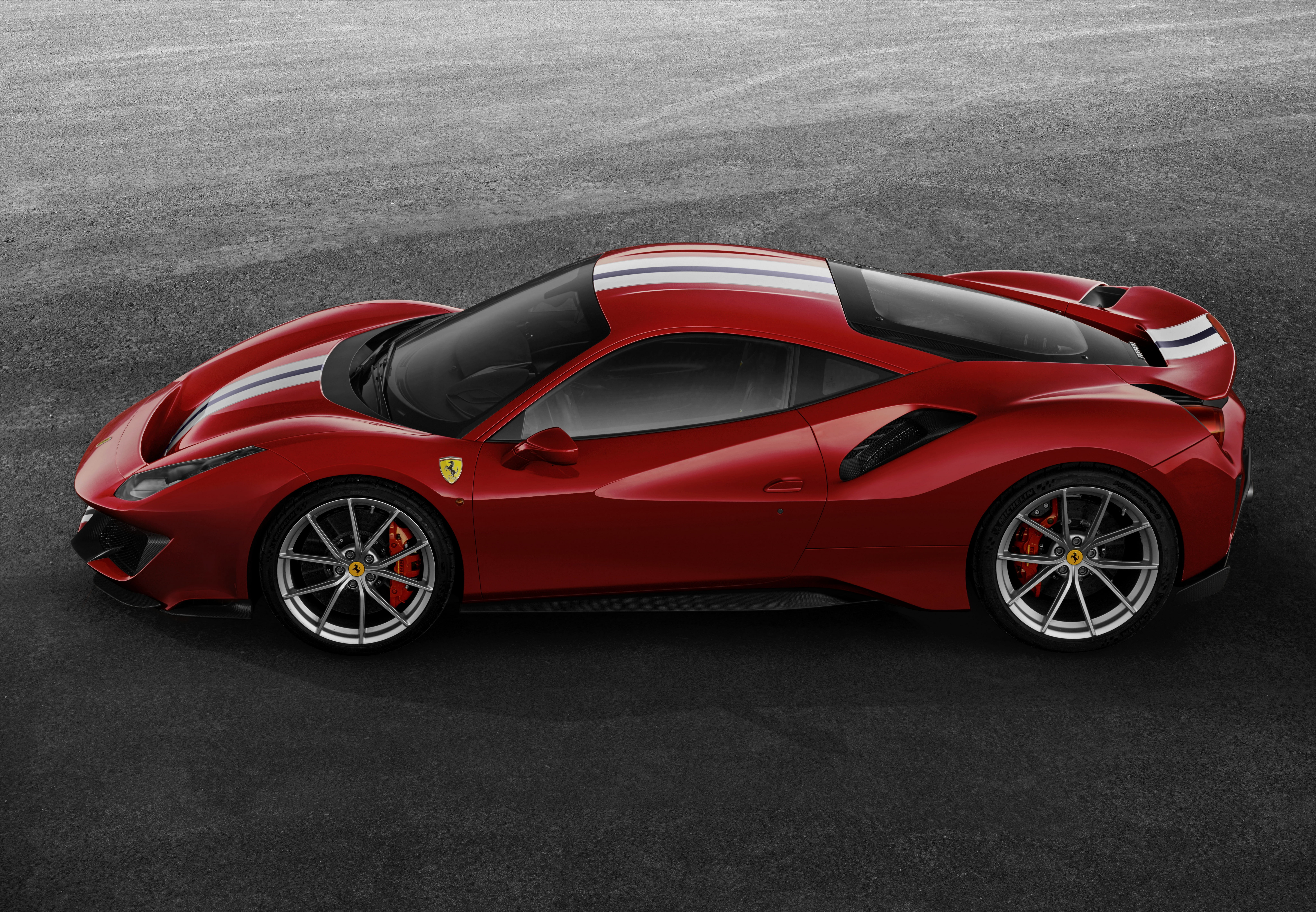silhouette, Ferrari, background, V8 twin turbo, 488 Pista, 2019, 8K, grey, HD Wallpaper