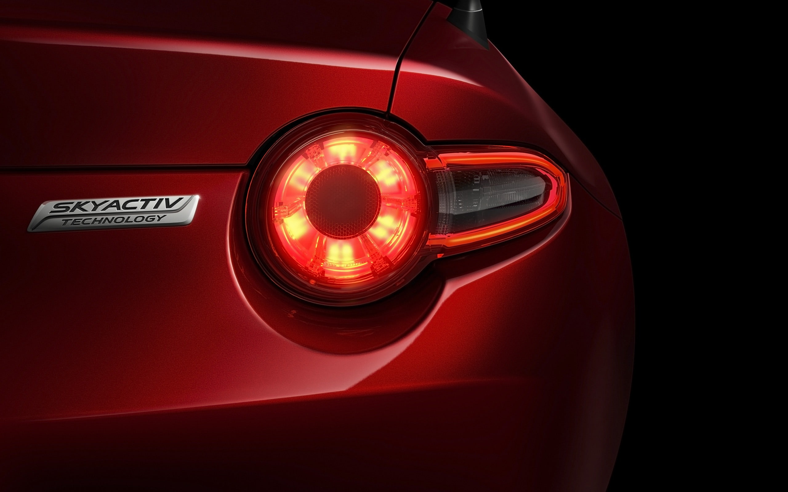 no people, miata, text, dark, night, electric lamp, 2K, studio shot, hd, black background, retro styled, mazda, sign, shiny, transportation, land vehicle, HD Wallpaper