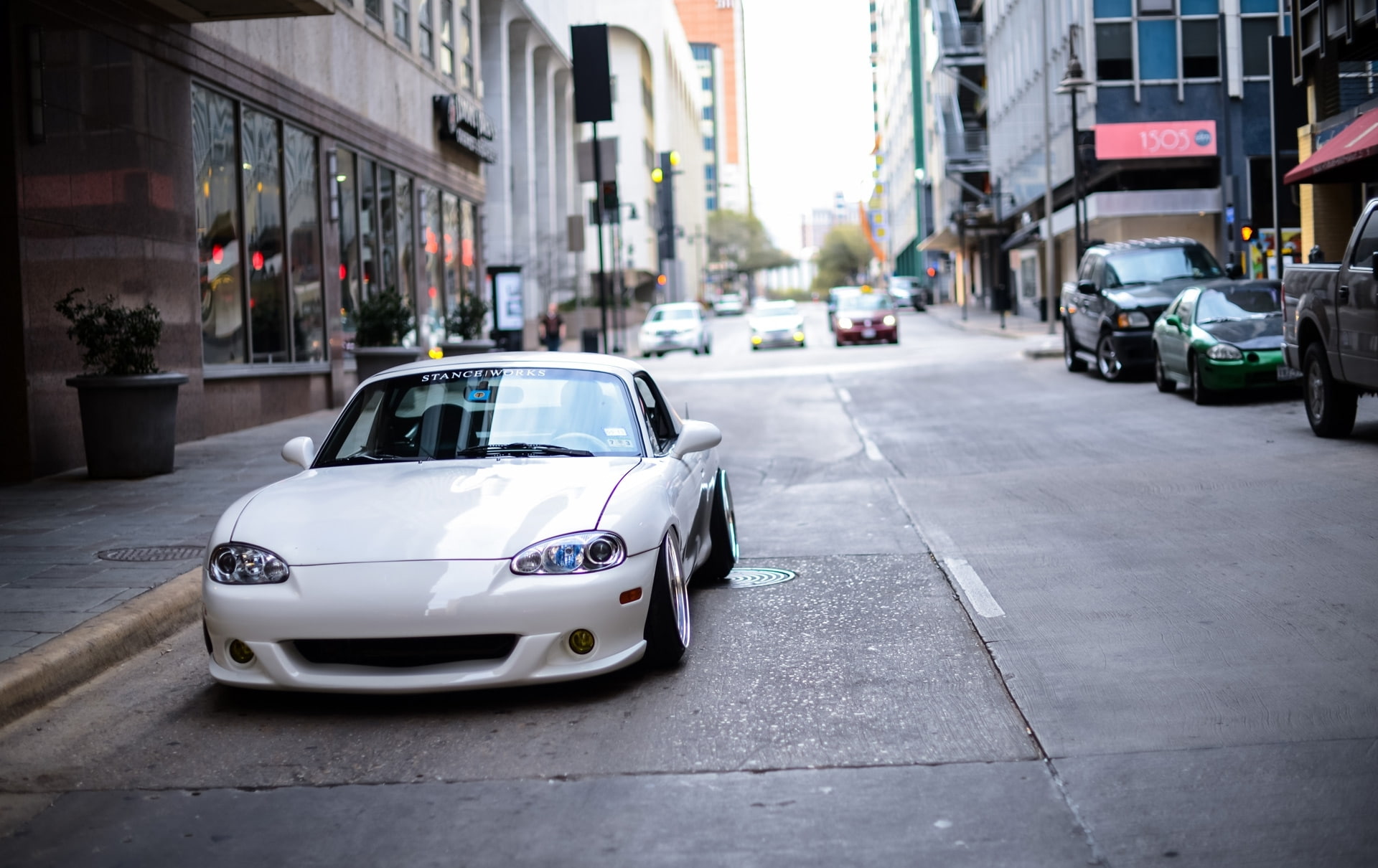 BBS, Mazda, 1080P, car, Miata, tunig, white, stance, drives, HD Wallpaper