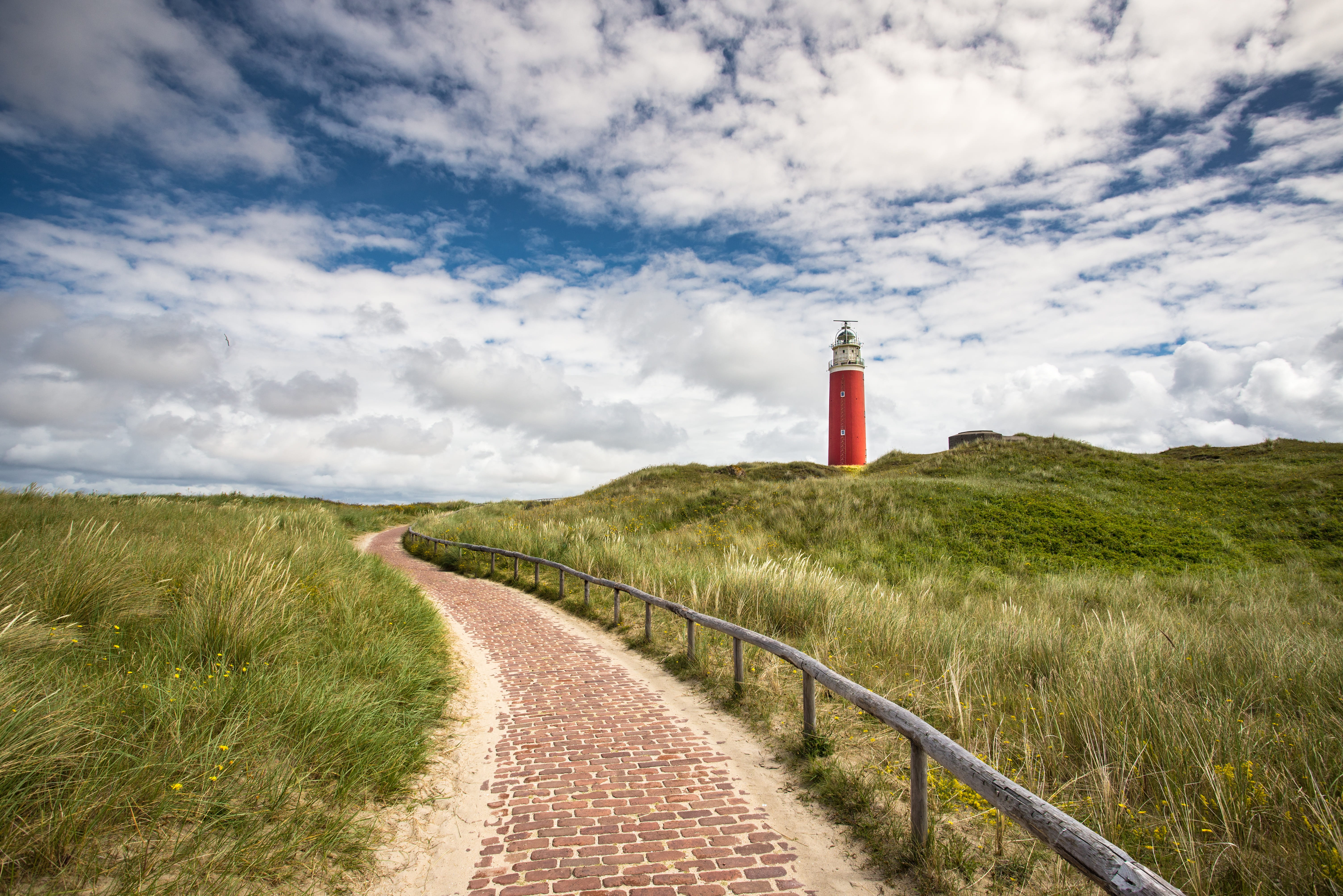 dunes, land, landscape, security, protection, cloud - sky, tower, built structure, cloudy, romantic, red, daytime, holiday, summer, trail, building exterior, HD Wallpaper