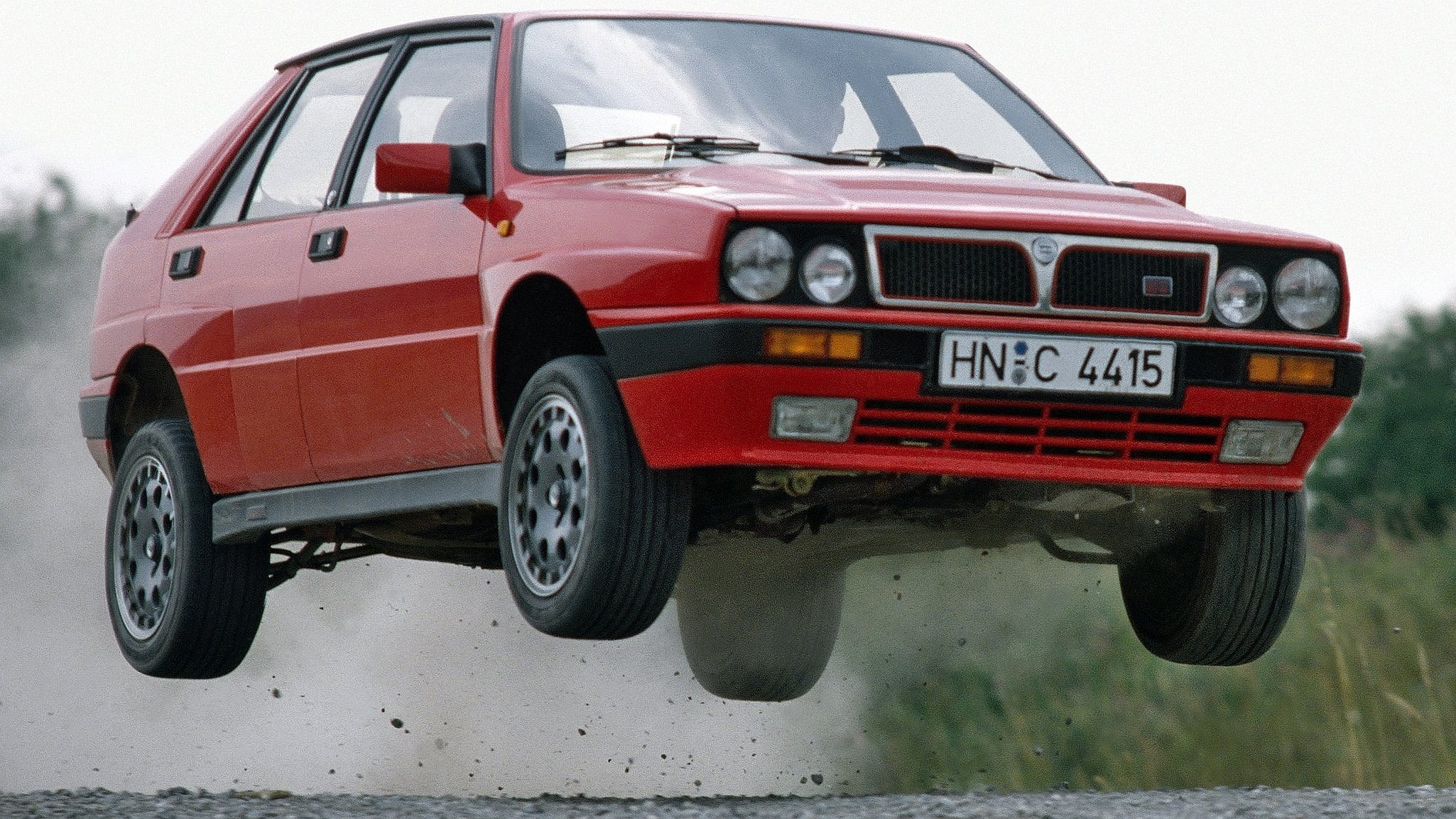 car, motor vehicle, wheel, no people, retro styled, travel, fun, transportation, old, red, 4x4, lancia delta, 1080P, city, land vehicle, full length, taxi, HD Wallpaper