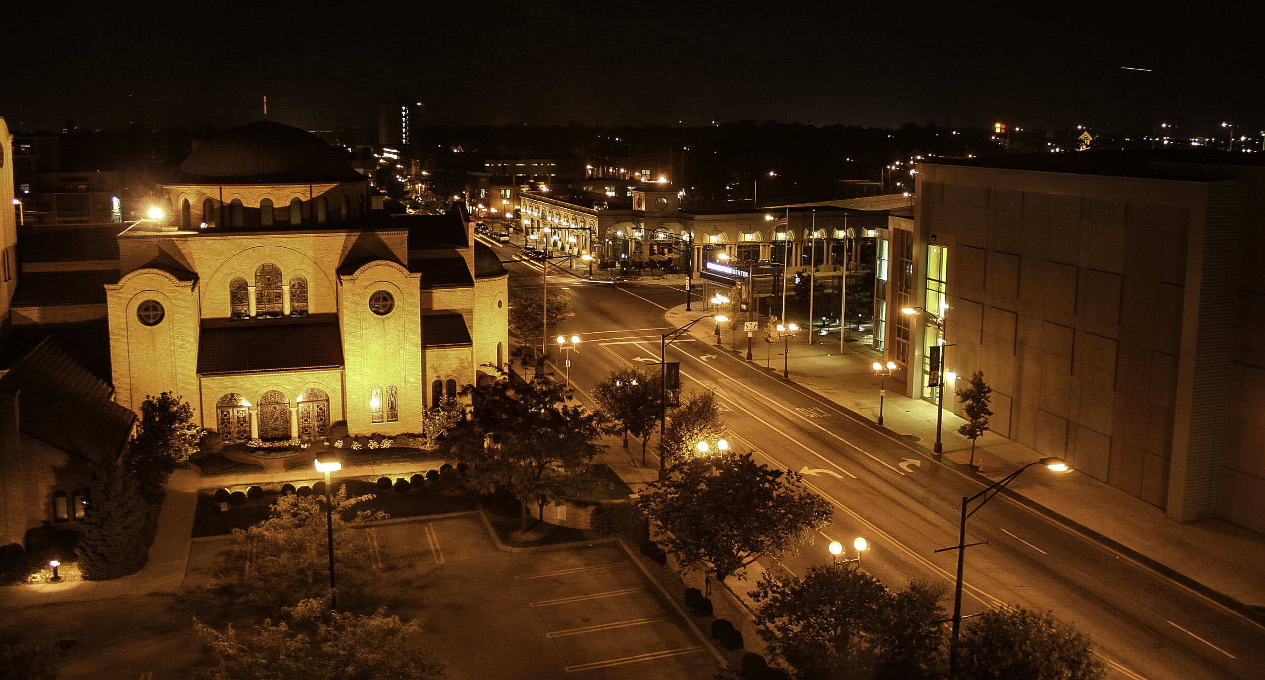 outdoors, dusk, public domain, buildings, transportation, Ohio, street Light, town, building, no people, building exterior, at night, nature, Cityscape, HD Wallpaper