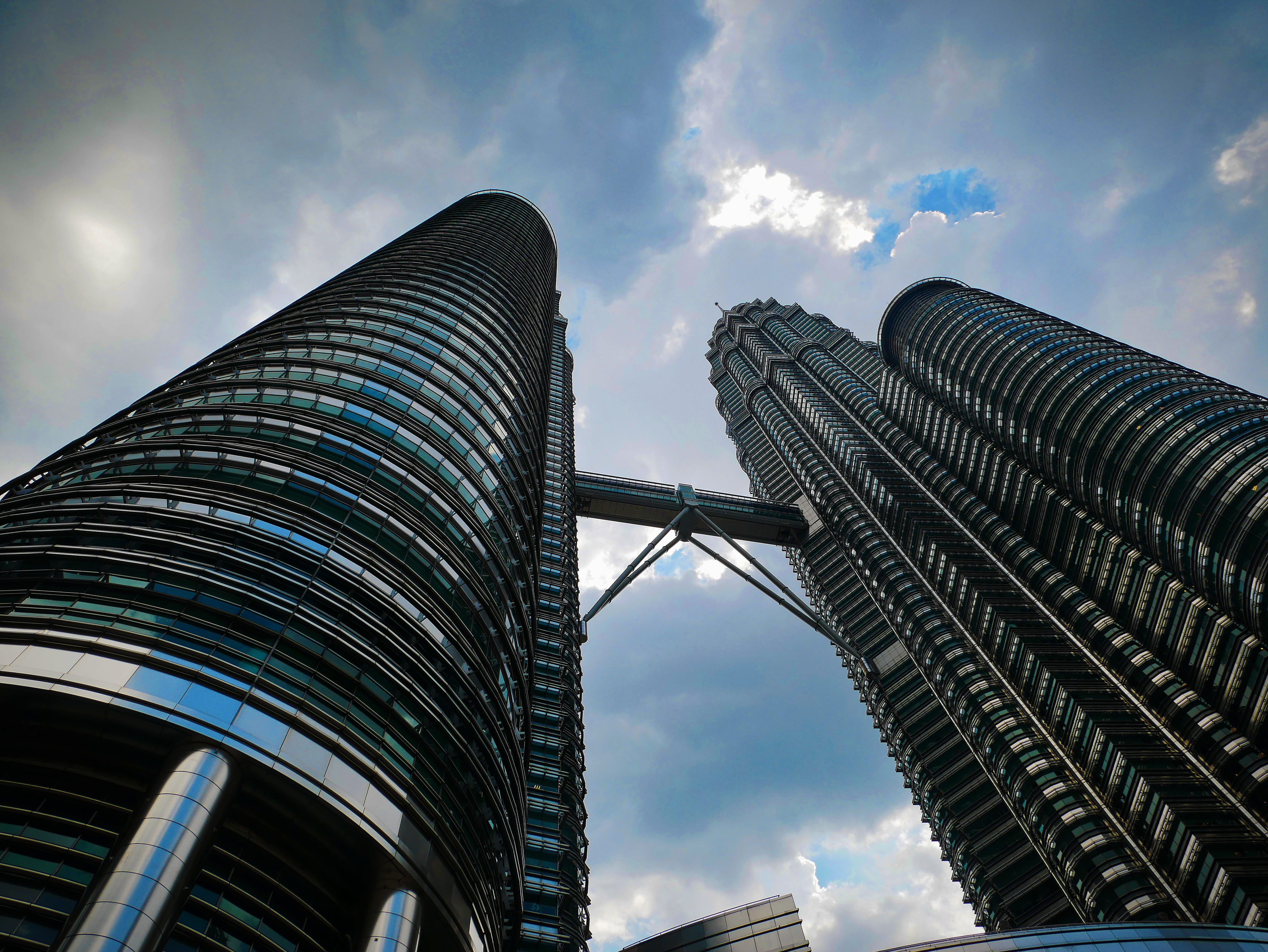 tall - high, high rise, low angle view, tower, buildings, petronas, nature, explore, southeast asia, office building exterior, architecture, outdoors, construction, HD Wallpaper