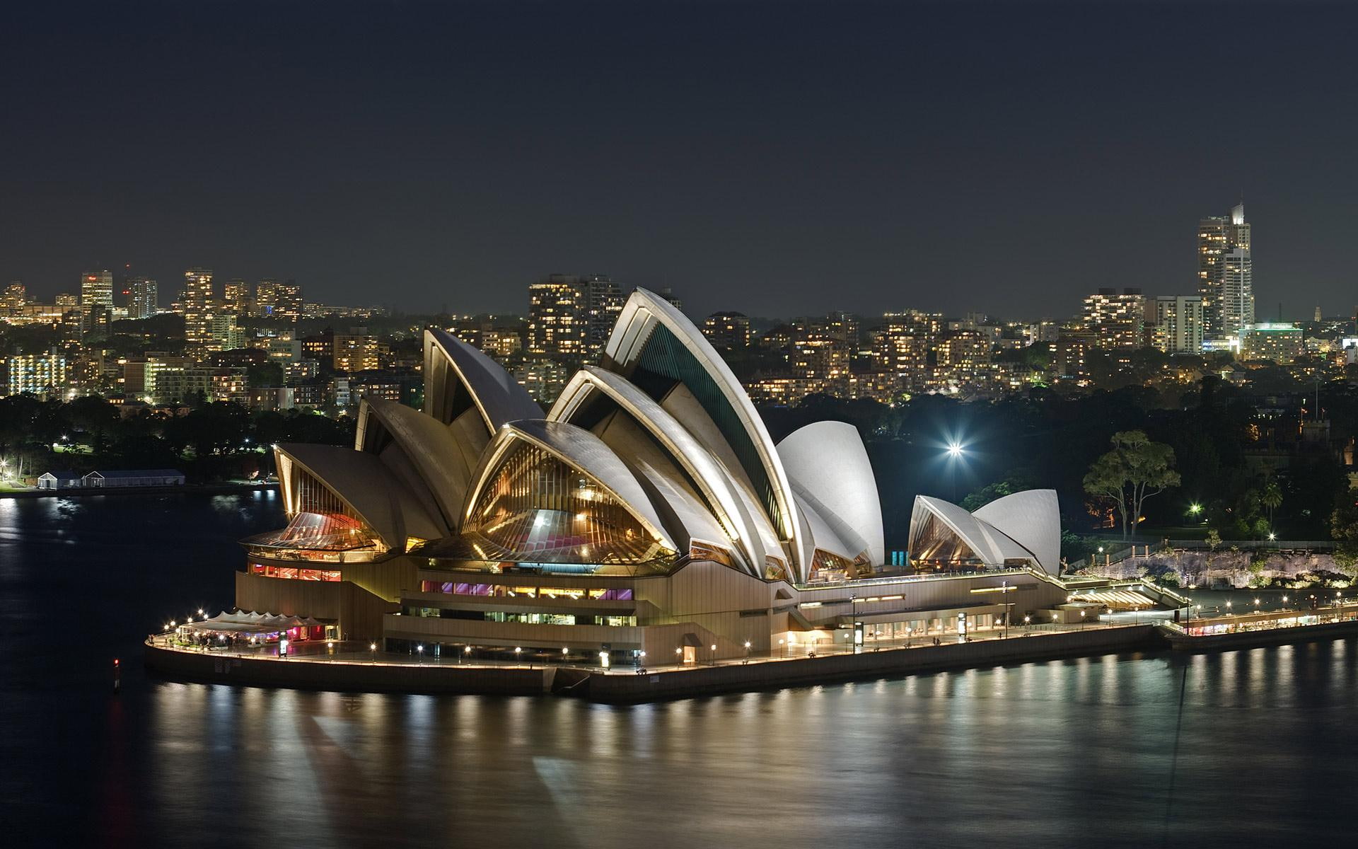 cool, night, sydney opera house at night australia, opera, 1080P, australia, house, sydney, animals, HD Wallpaper