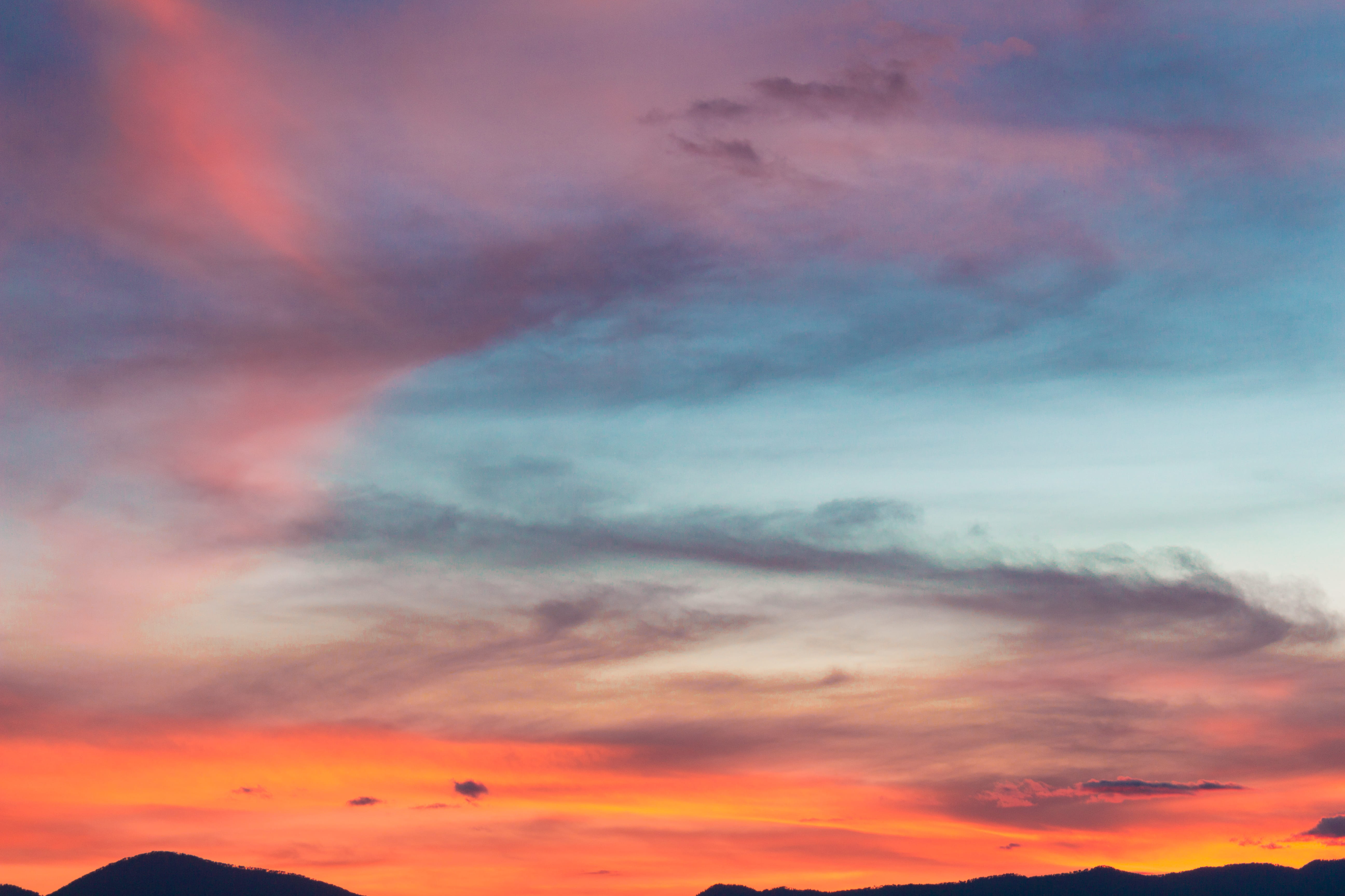 no people, purple, orange color, idyllic, beauty in nature, sunset, cloud - sky, dusk, tranquility, tone, scenics - nature, multi colored, cloudscape, environment, HD Wallpaper