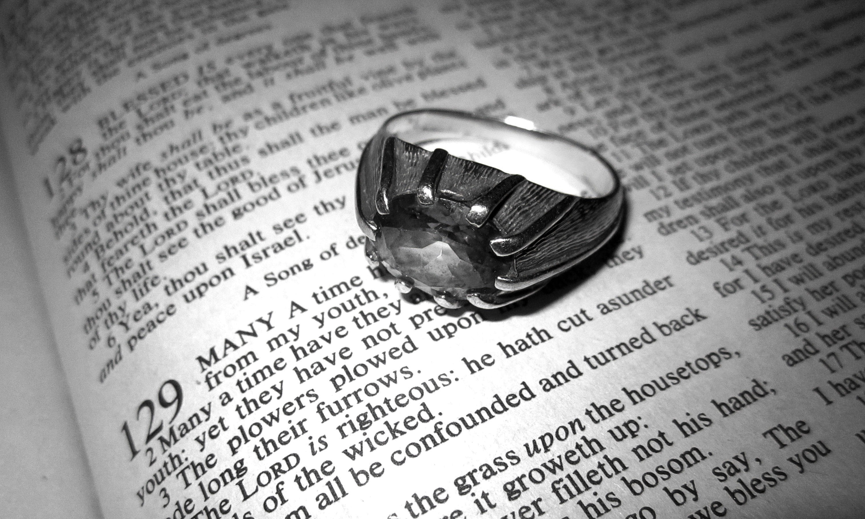 ring, belief, Monochromatic, paper, rhinestone, wedding ring, still life, wedding, gem, text, western script, black and white, marriage, single word, reading, HD Wallpaper