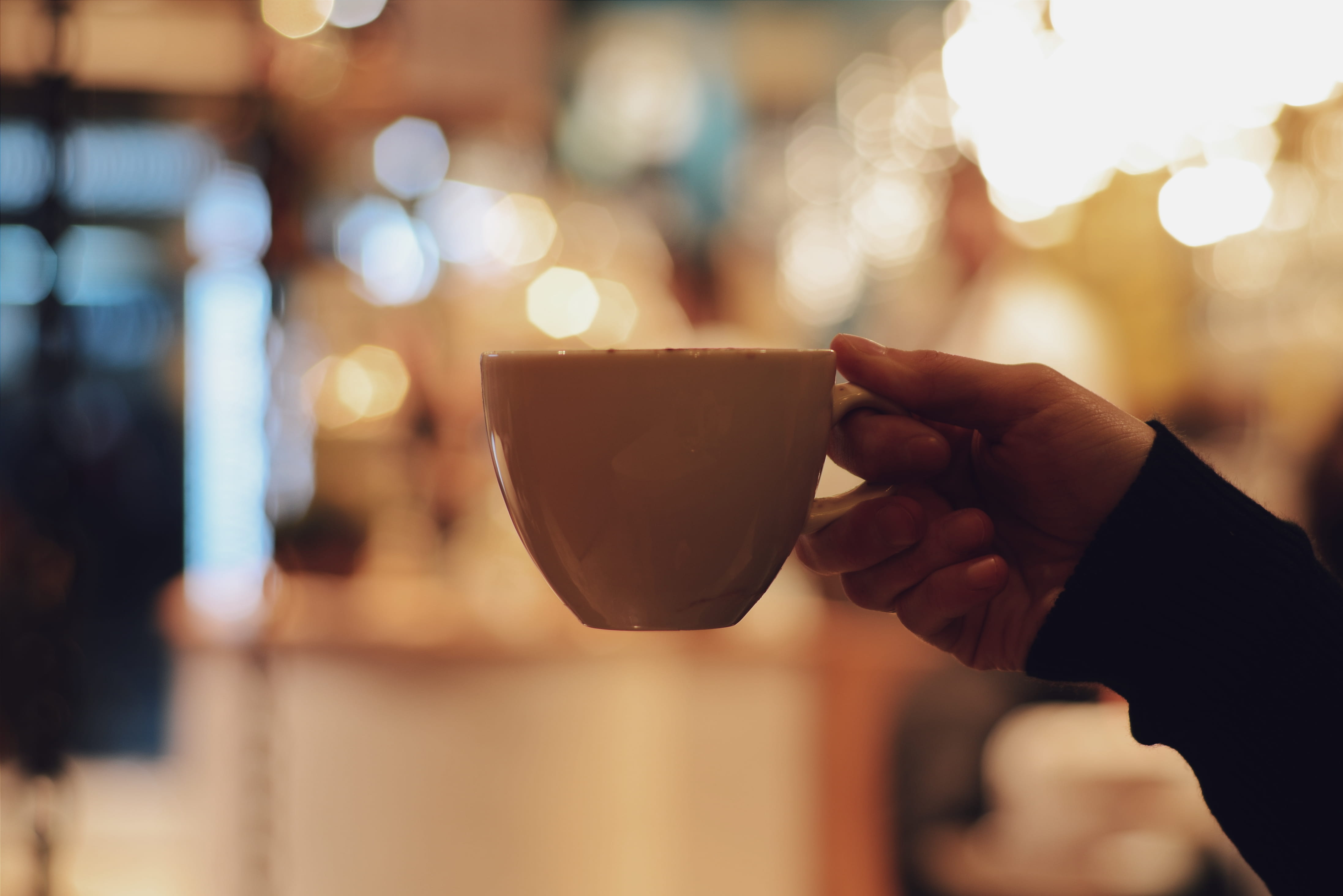 coffee mug, white, human body part, unrecognizable person, indoors, men, ceramic cup, depth of field, hand, leisure activity, one person, adult, cup, food and drink, HD Wallpaper