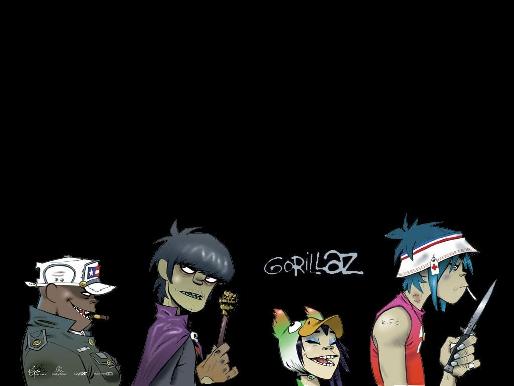 Trip Rock, Russel, Noodle, d, Gorillaz, 2, 480P, Murdoc, Jamie Hewlett, HD Wallpaper