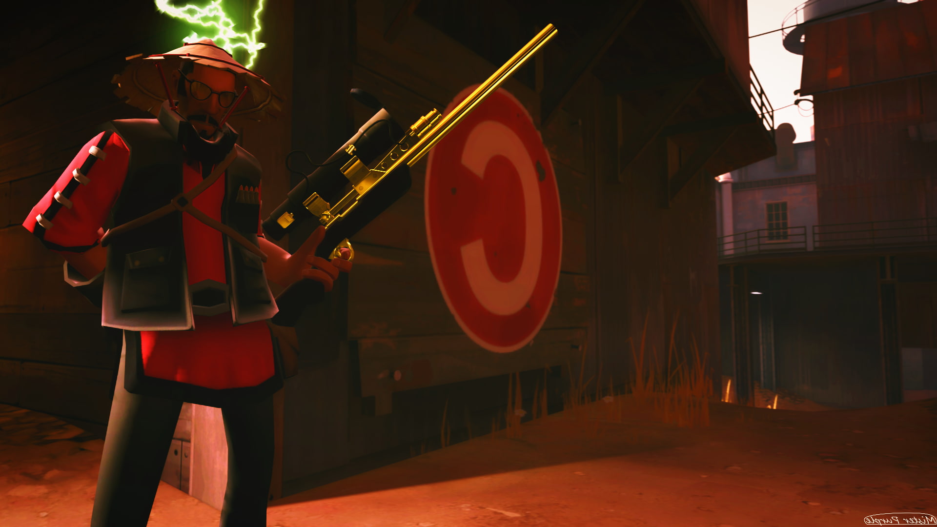 day, holding, architecture, playing, red, one person, 1080P, building exterior, Sniper (TF2), music, built structure, outdoors, real people, focus on foreground, HD Wallpaper