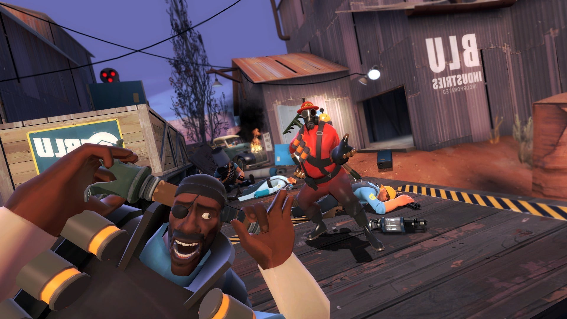 leisure activity, people, video games team fortress 2 pyro character engineer character heavy charater medic, real people, portrait, adult, city, young adult, HD Wallpaper