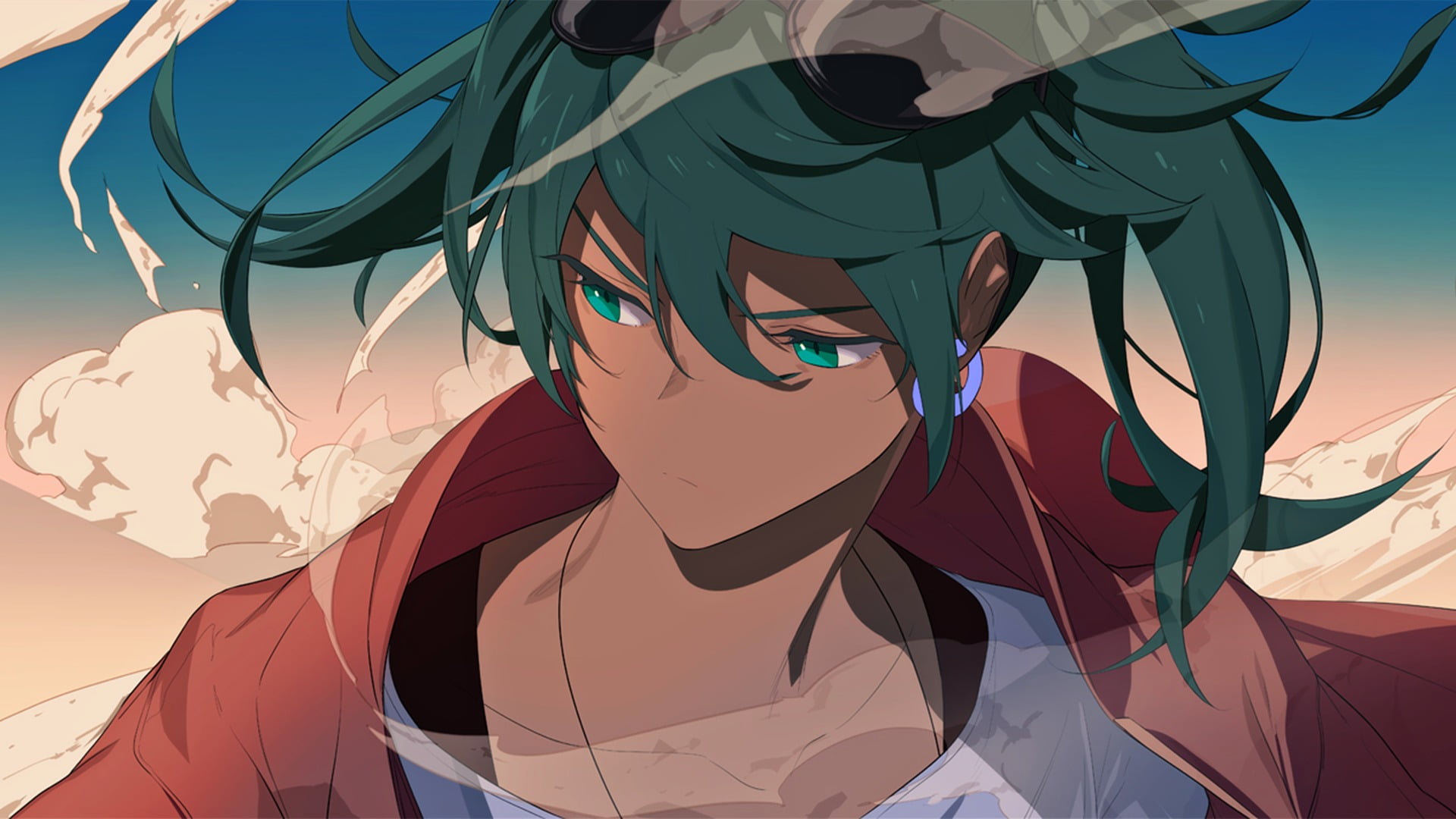 human representation, music video, outdoors, red, blue, full frame, backgrounds, pattern, sunlight, front view, creativity, multi colored, 1080P, Vocaloid, HD Wallpaper